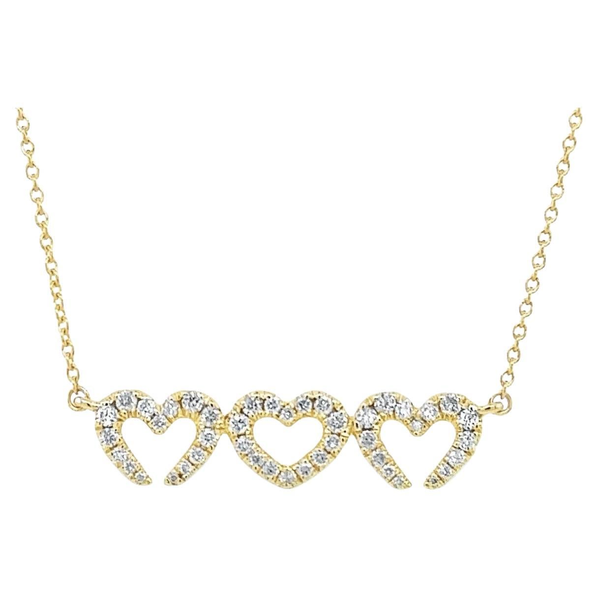 14k Yellow Gold Heart Shape Diamond Necklace For Sale At 1stDibs