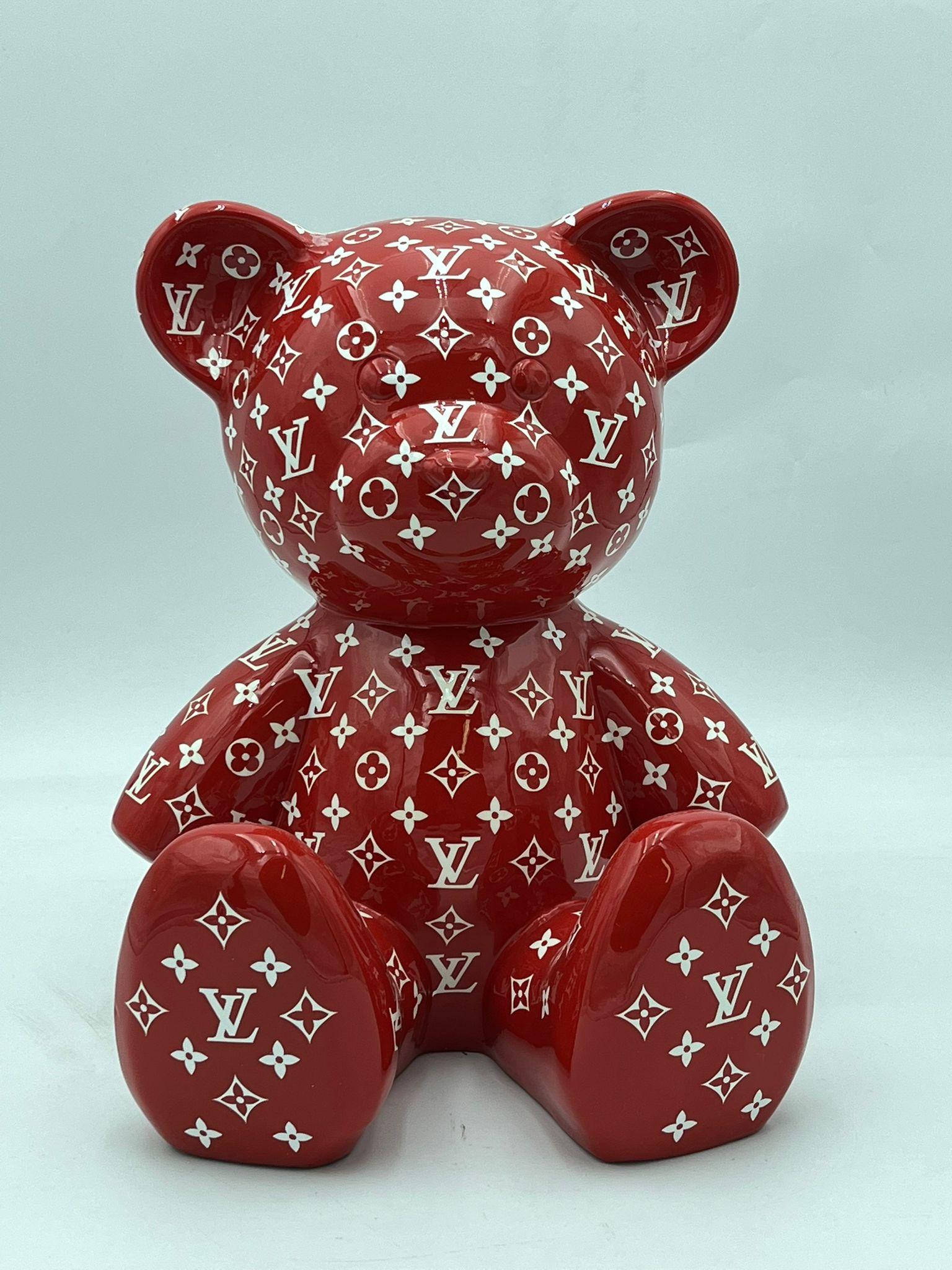 Naor Figurative Sculpture - 35 cm Teddy LV Tribute, Red