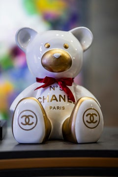 35cm CH Tribute, bi color white and gold Teddy