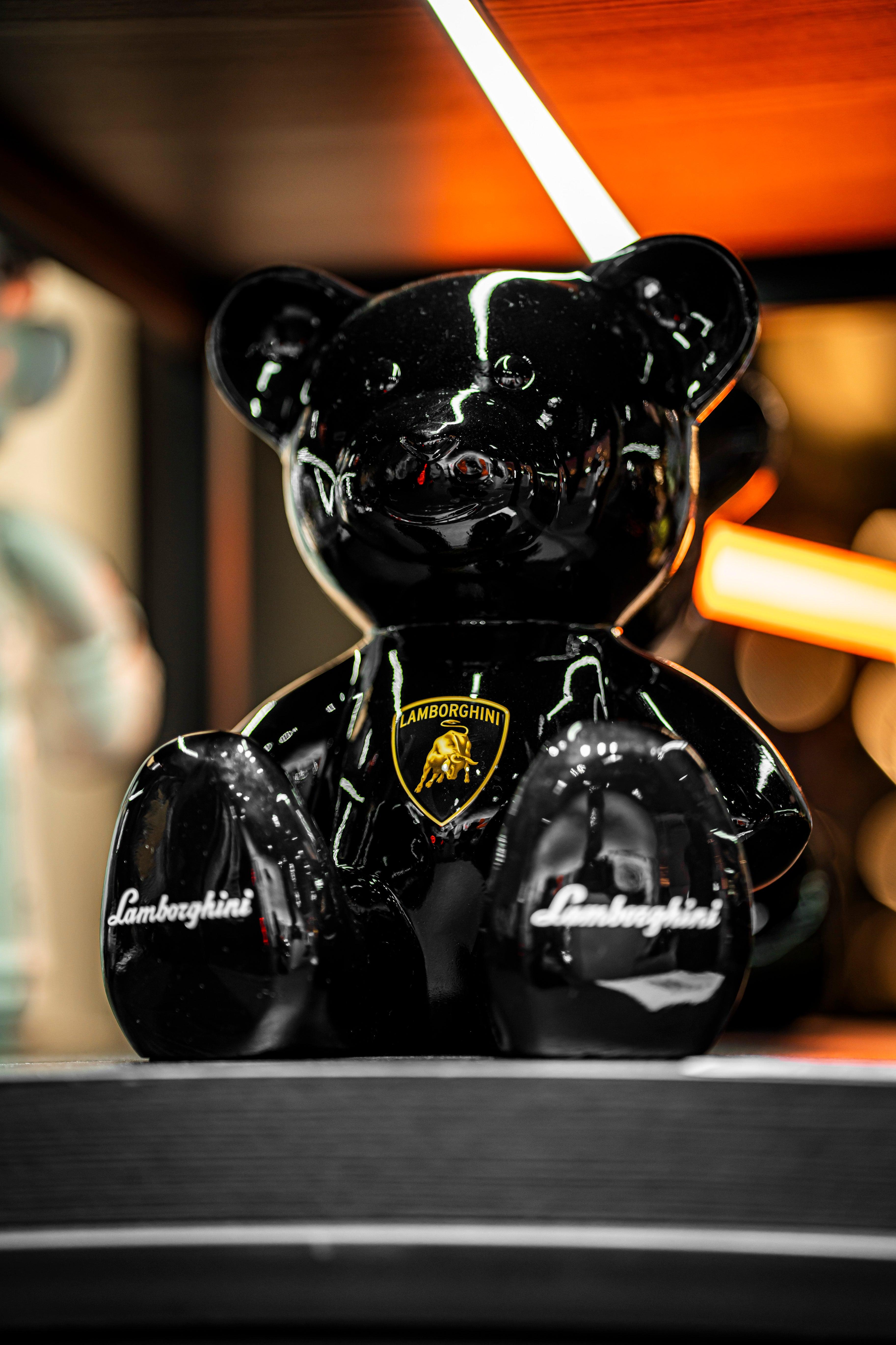 Naor Figurative Sculpture - 35cm Teddy Lamborghini Tribute, black 
