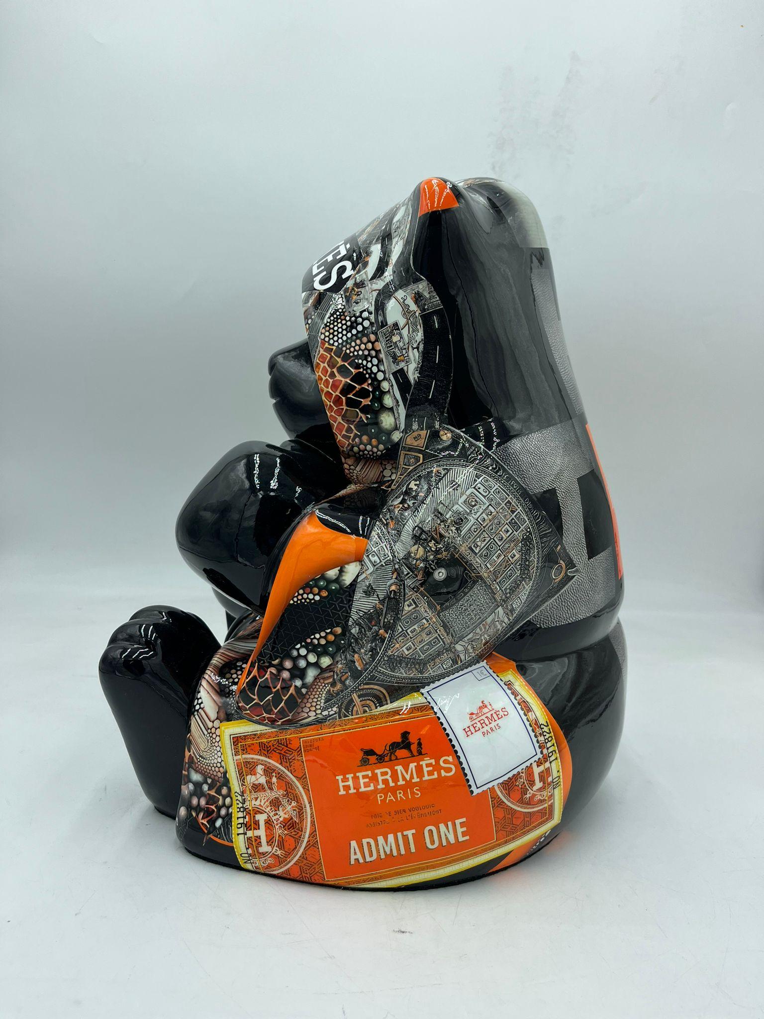 NAOR - 40cm H Tribute Caped Bear - Sculpture by Naor