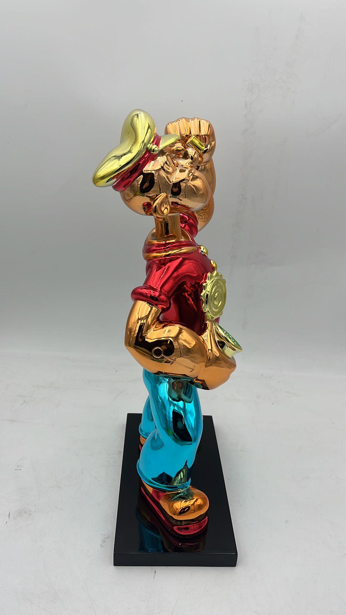 45 cm Popeye Red & Blue - Sculpture by Naor