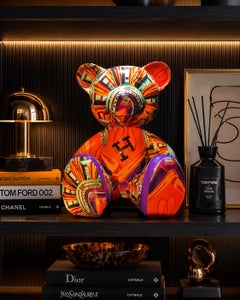 ARTNAOR - Osito de peluche con collage de bufandas, 35 cm de alto