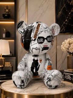 ARTNAOR – 40 cm große Collage mit Modemarken, Teddybär