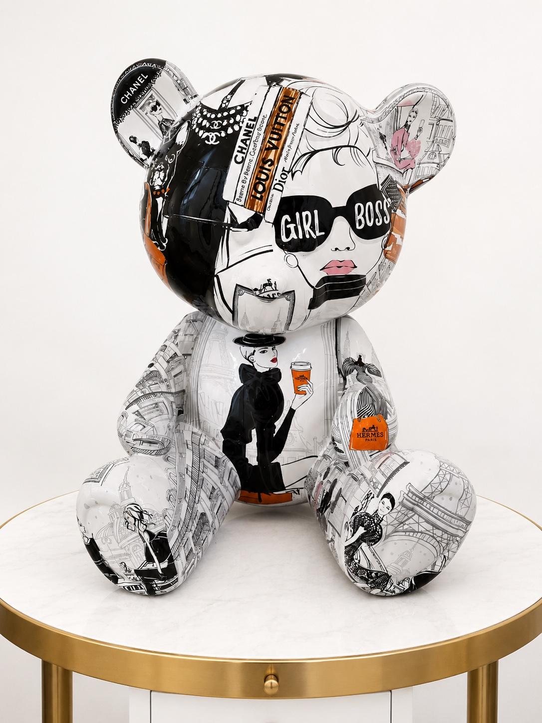 ARTNAOR - Collage de marques de mode, 40 cm, ours en peluche - Sculpture de Naor