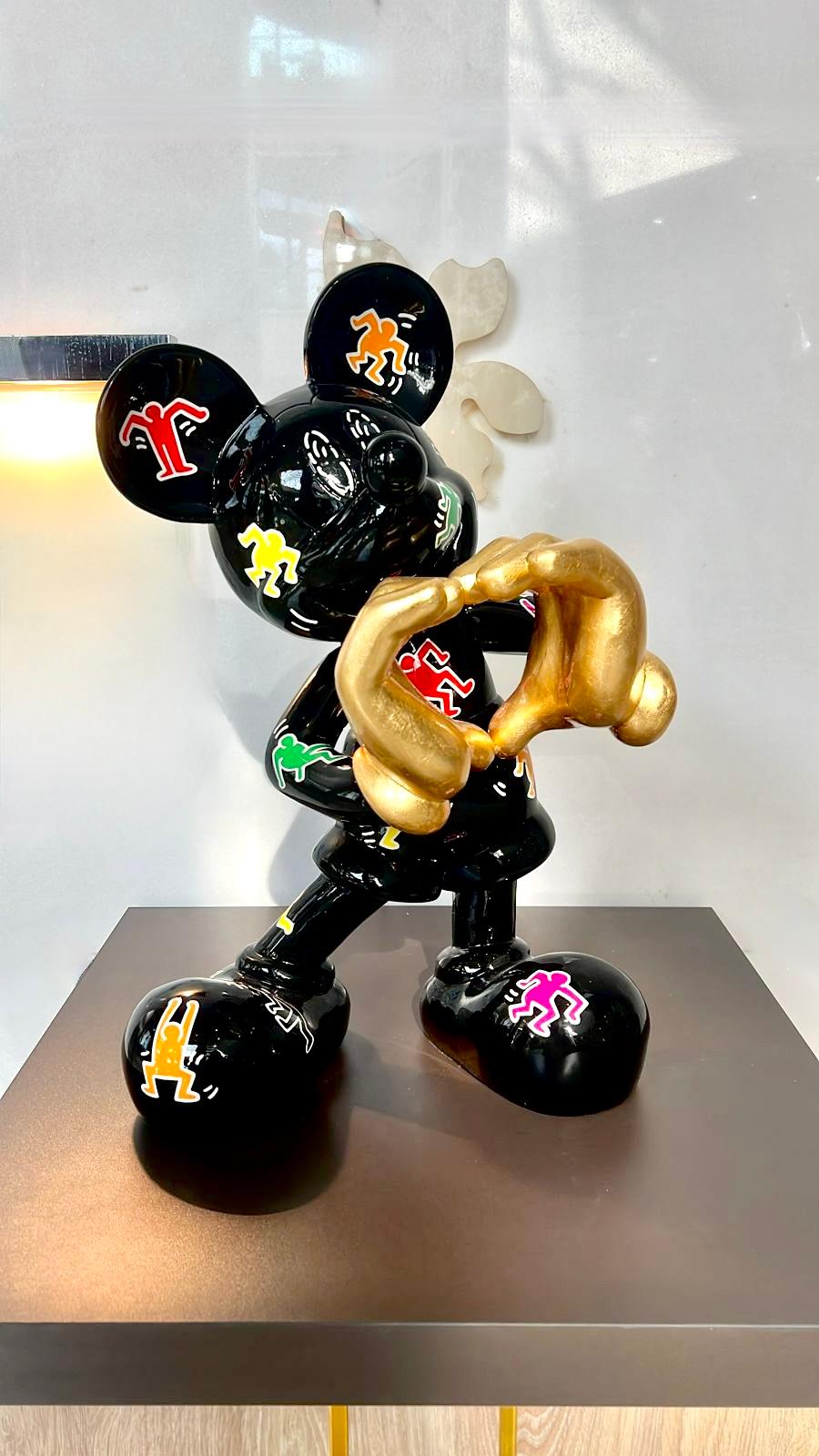 Mickey Keith Haring Love - Sculpture by Naor