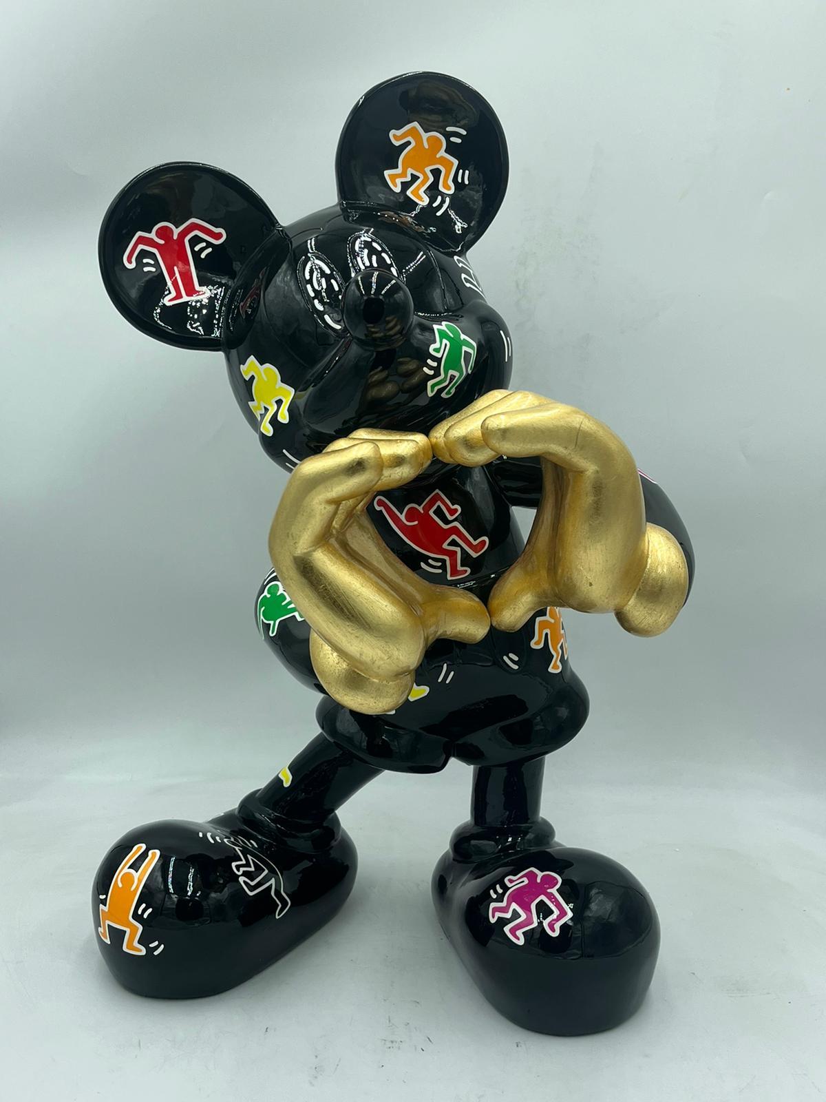 Mickey Keith Haring Amour - Pop Art Sculpture par Naor