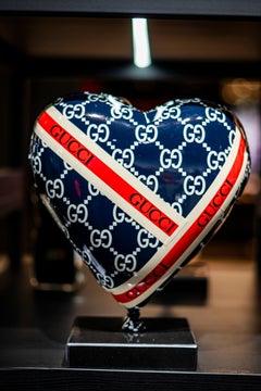 NAOR - Tributo GUC Corazón de 30 cm, azul con tiras rojas