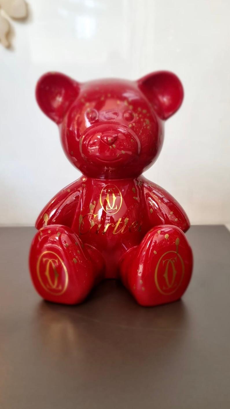 NAOR - Orsacchiotto tributo a Cartier da 35 cm - Sculpture Pop Art di Naor