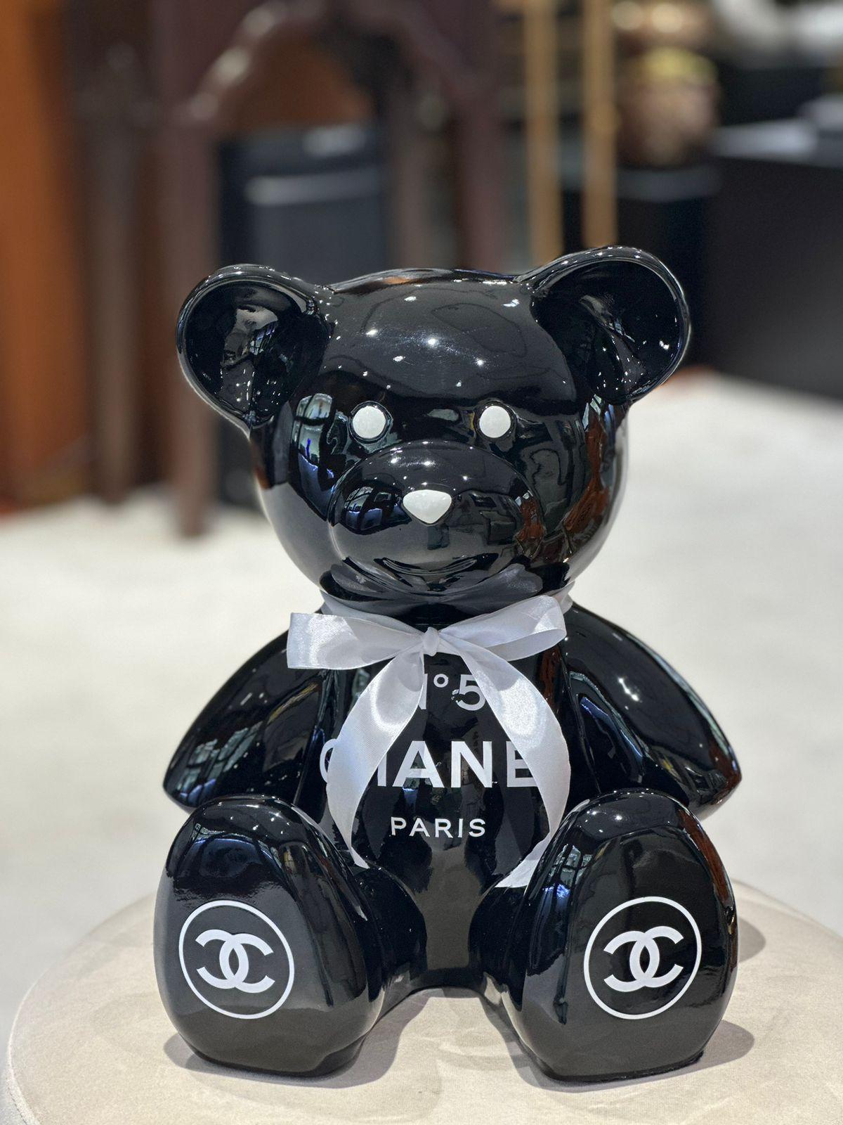 NAOR - 35cm CH Tribute, Full Black Teddy - Pop Art Sculpture by Naor