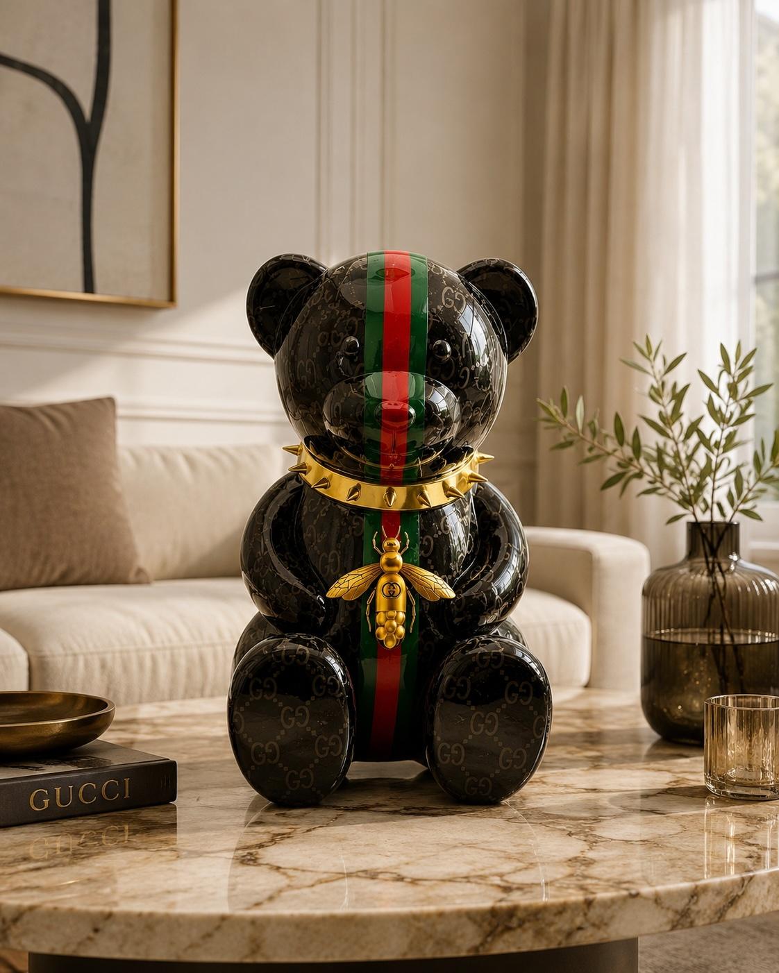 NAOR 40cm Bear Gucci Tribute Sculpture, Contemporary Pop Art