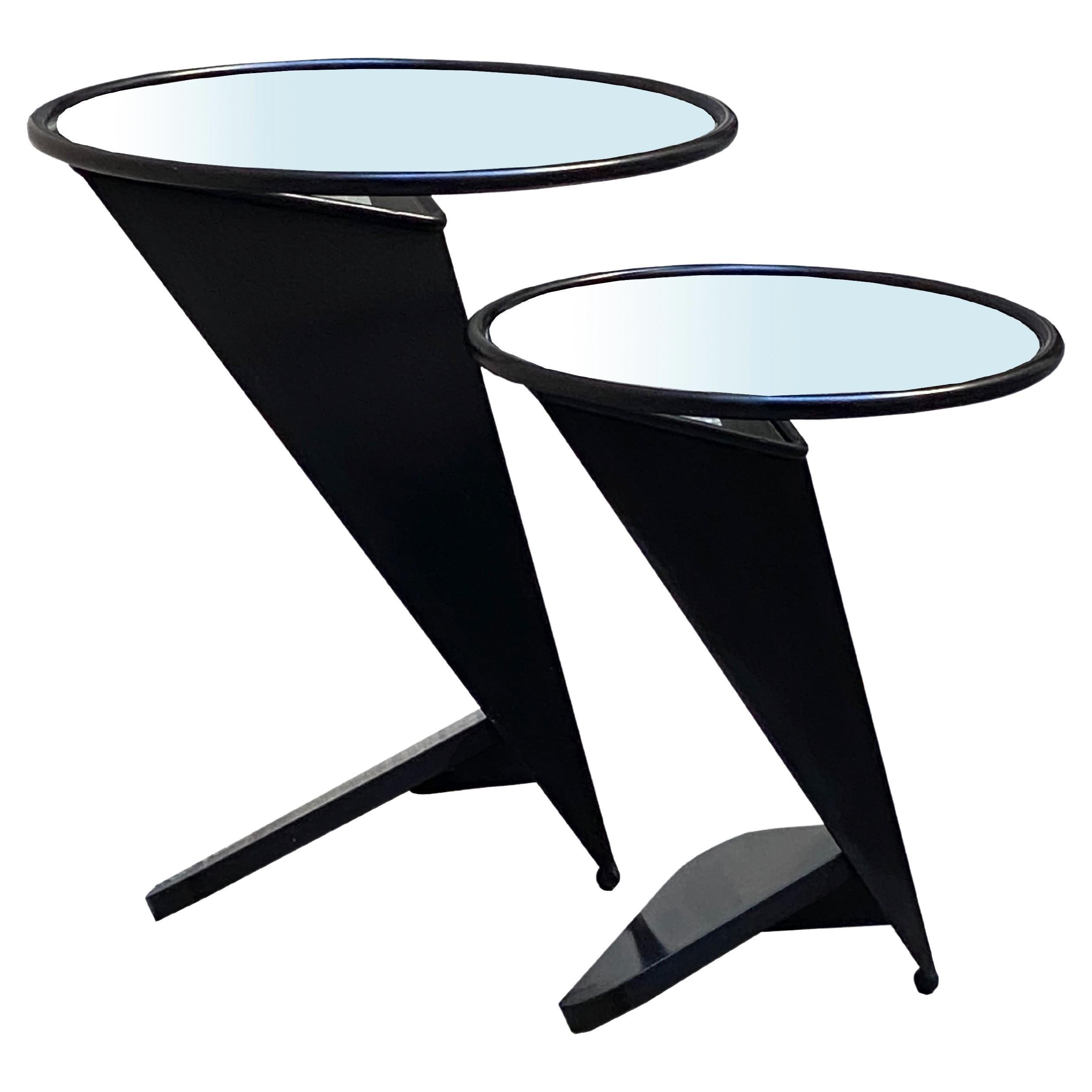 Naos Design Pair of Modern Side Tables, Italy 1980s