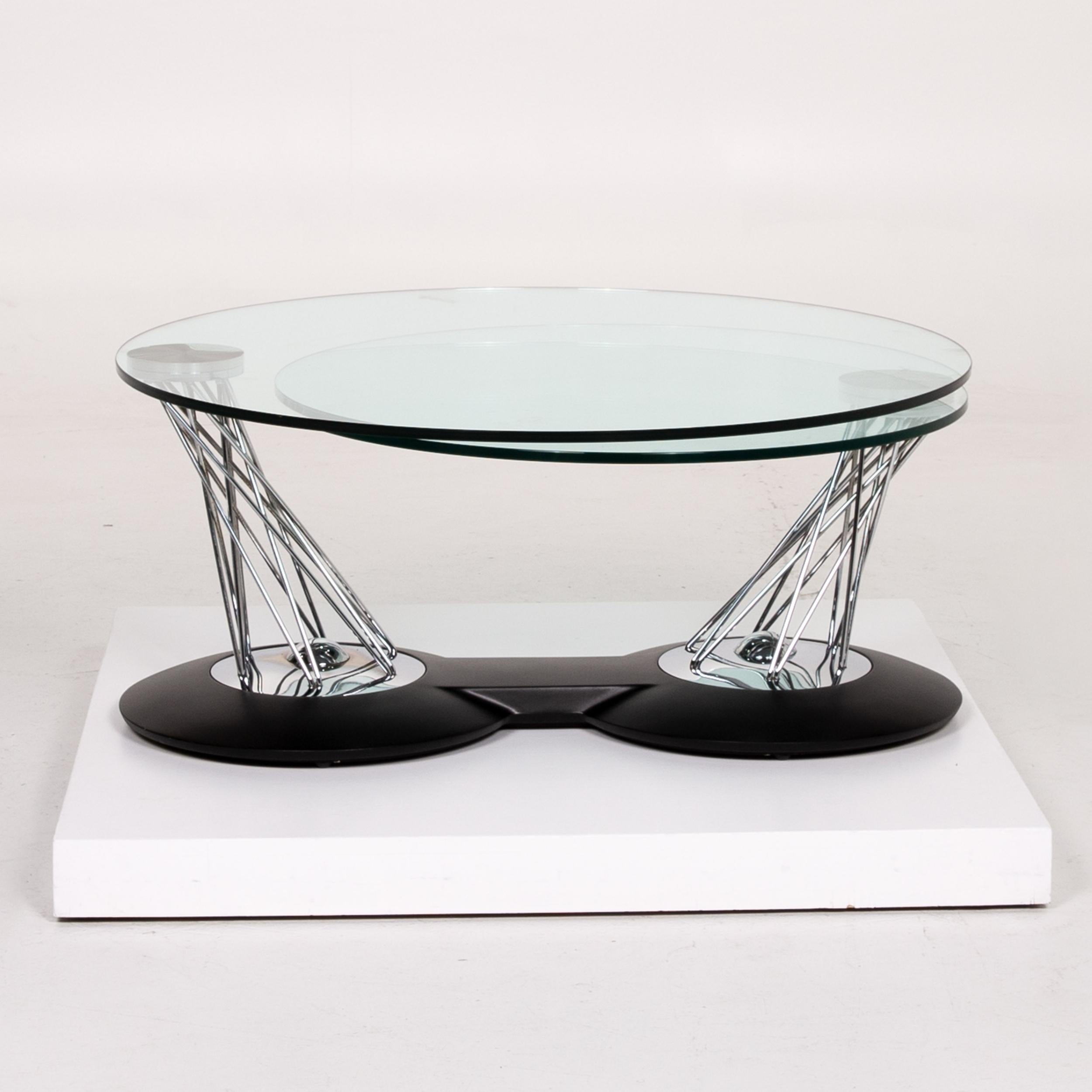 Naos Gemelli Glass Chrome Coffee Table Function Adjustable 4