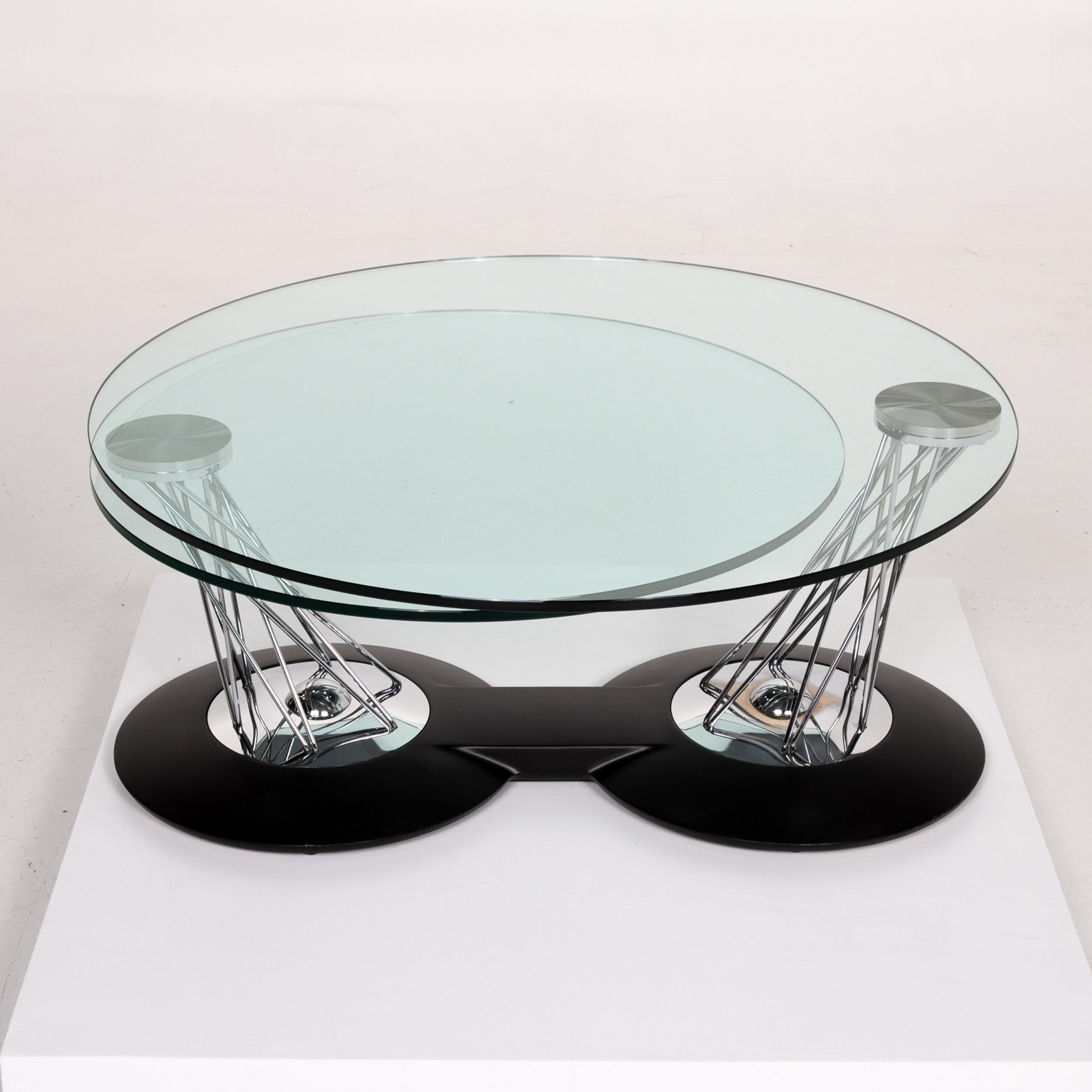 Naos Gemelli Glass Chrome Coffee Table Function Adjustable 2