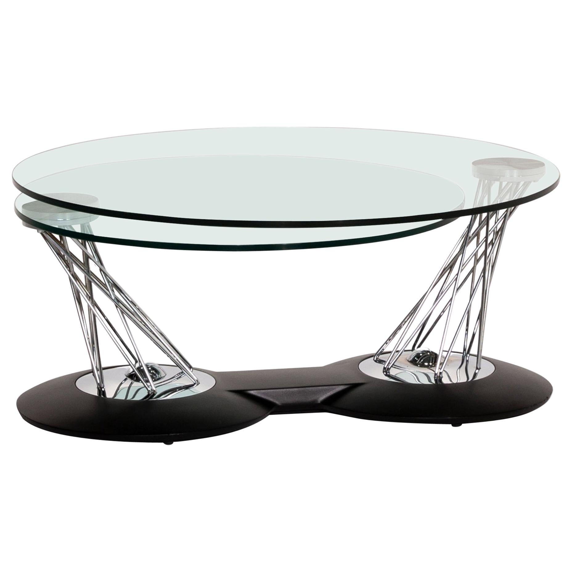 Naos Gemelli Glass Chrome Coffee Table Function Adjustable