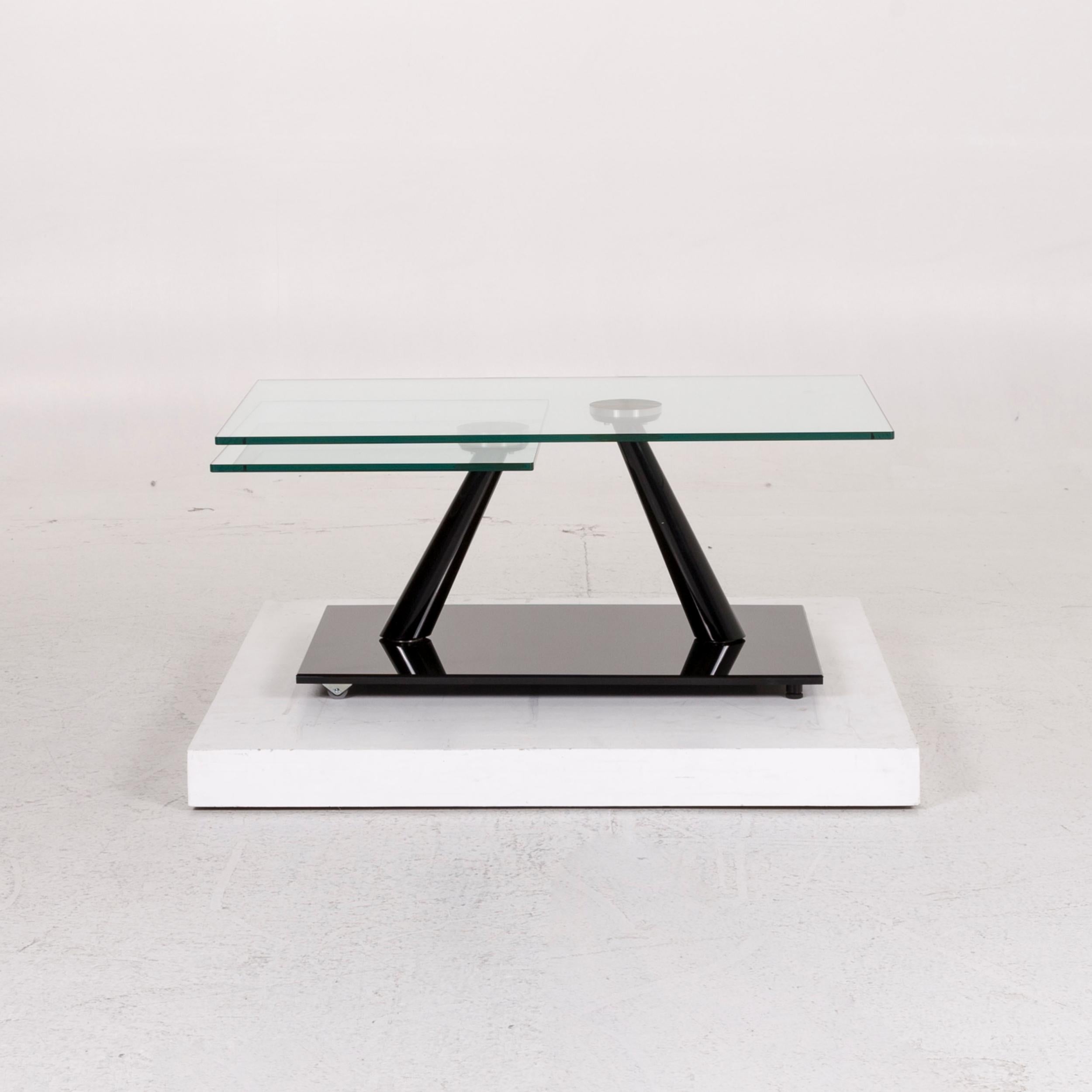 Modern Naos Glass Coffee Table Black Function Extendable Table For Sale