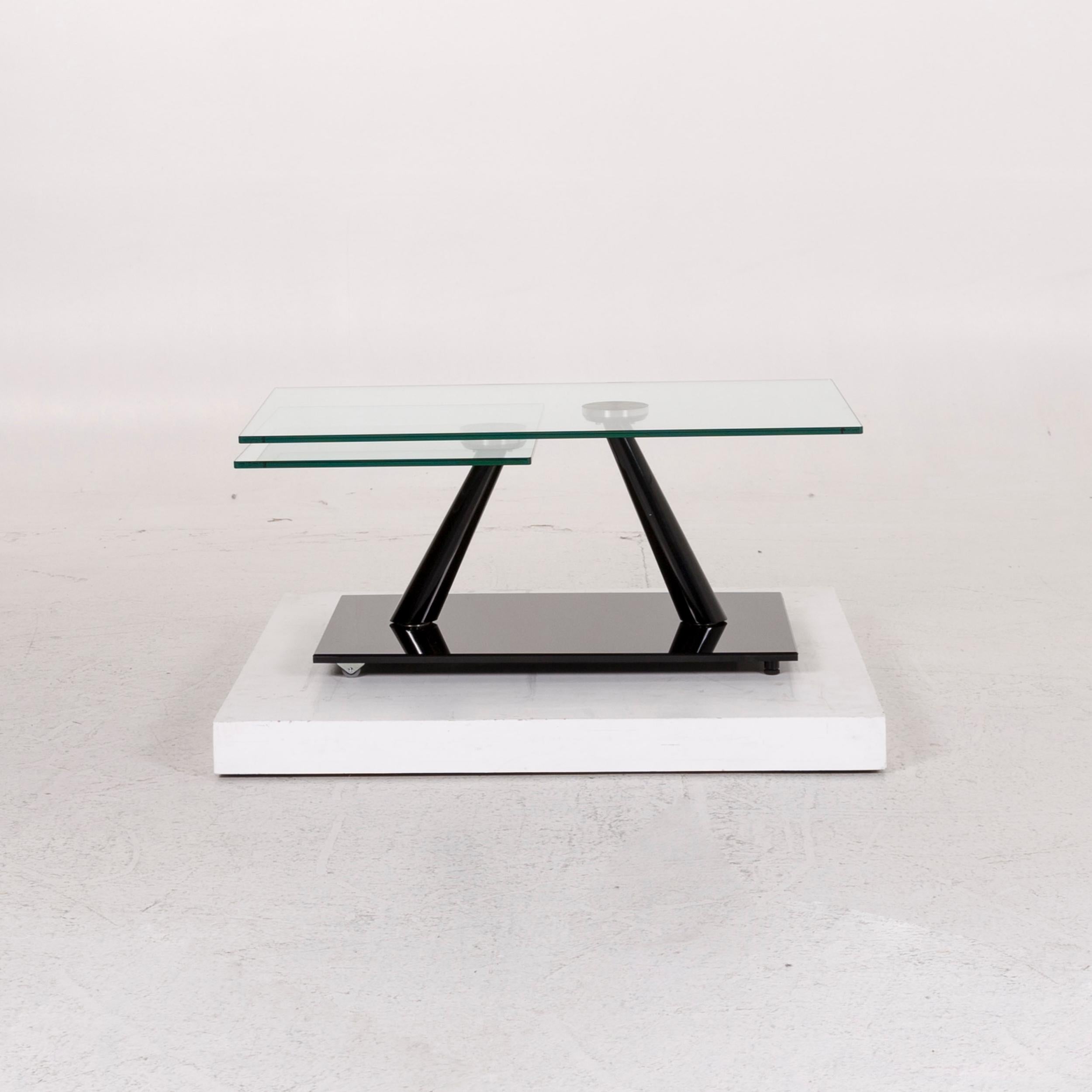 European Naos Glass Coffee Table Black Function Extendable Table For Sale