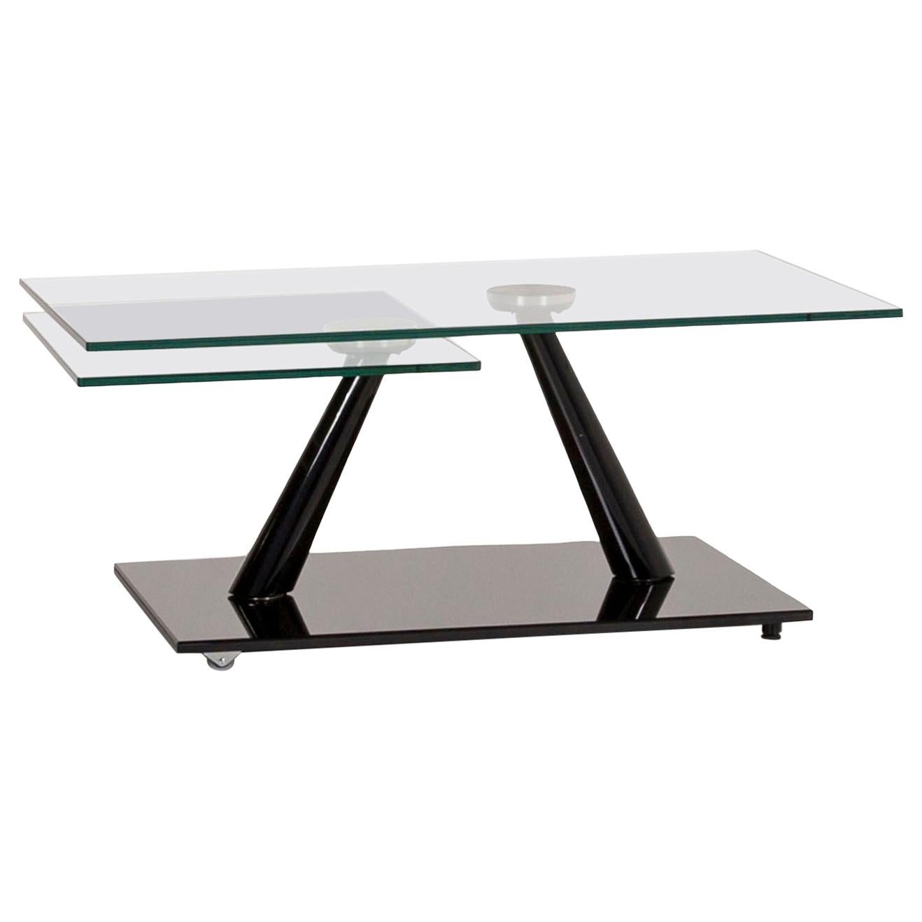 Naos Glass Coffee Table Black Function Extendable Table For Sale
