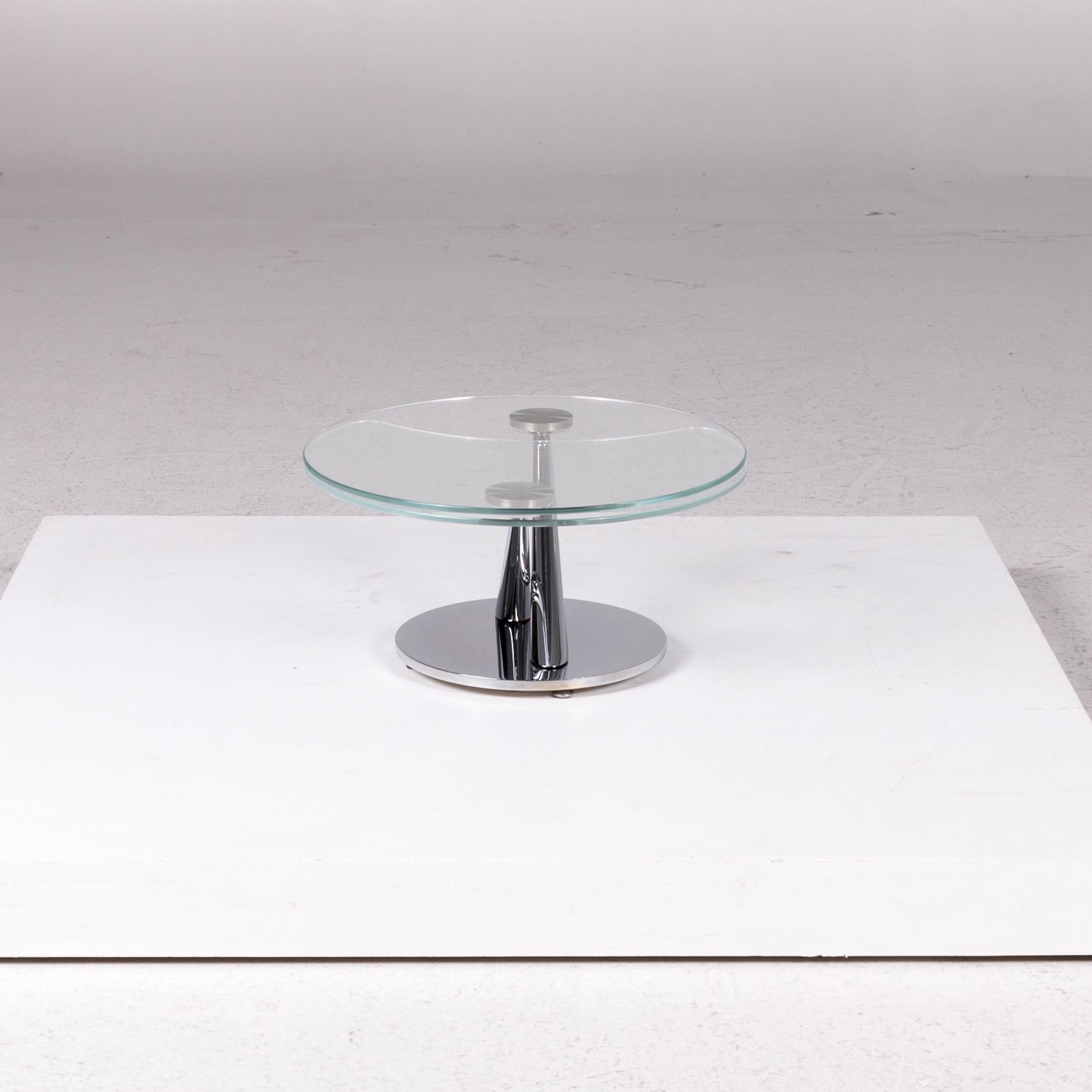 NAOS glass coffee table round movable function table In Good Condition In Cologne, DE