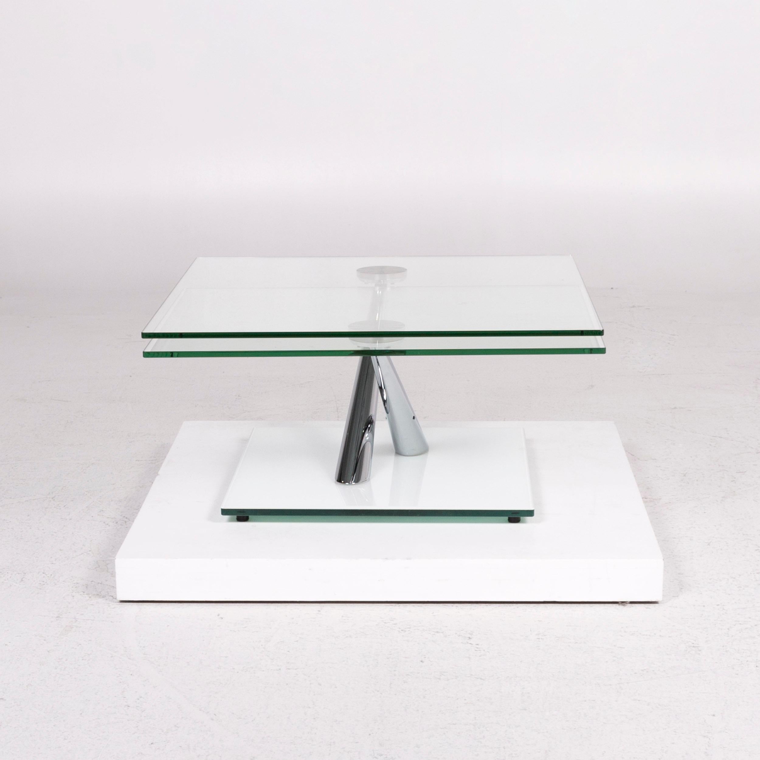 Contemporary NAOS Glass Table Silver Adjustable Function Table