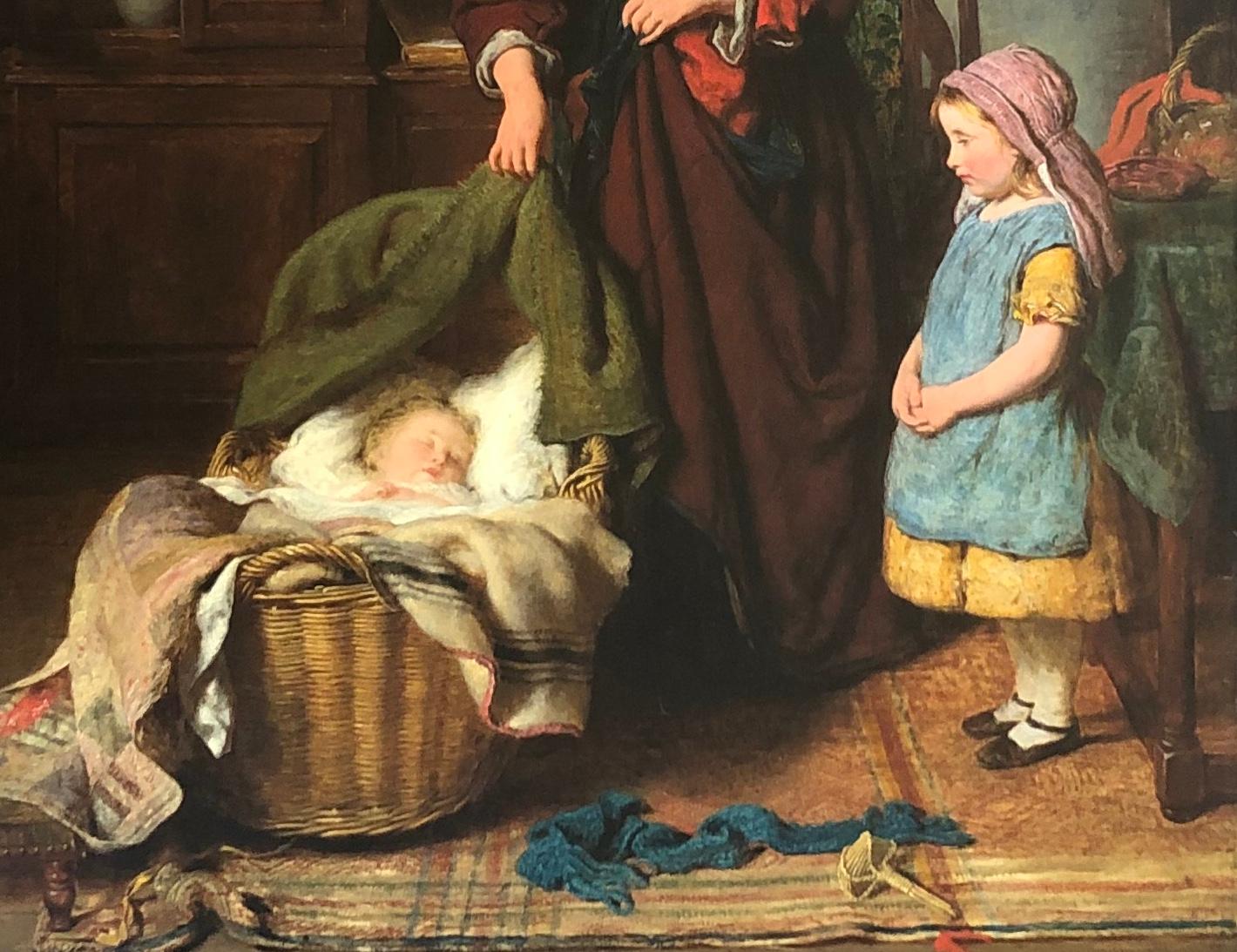 George Smith, English, 1829-1901
Well-known painter specializing in genre family scenes. This is an excellent example of his work painted on wood panel. It is signed and dated 1865 in the lower right. The painting measures 19.75