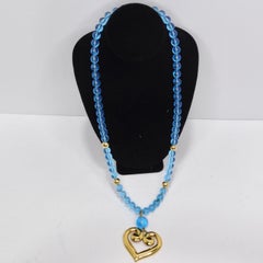 Napier 18K Gold Plated Greek Heart Blue Bead Pendant Necklace