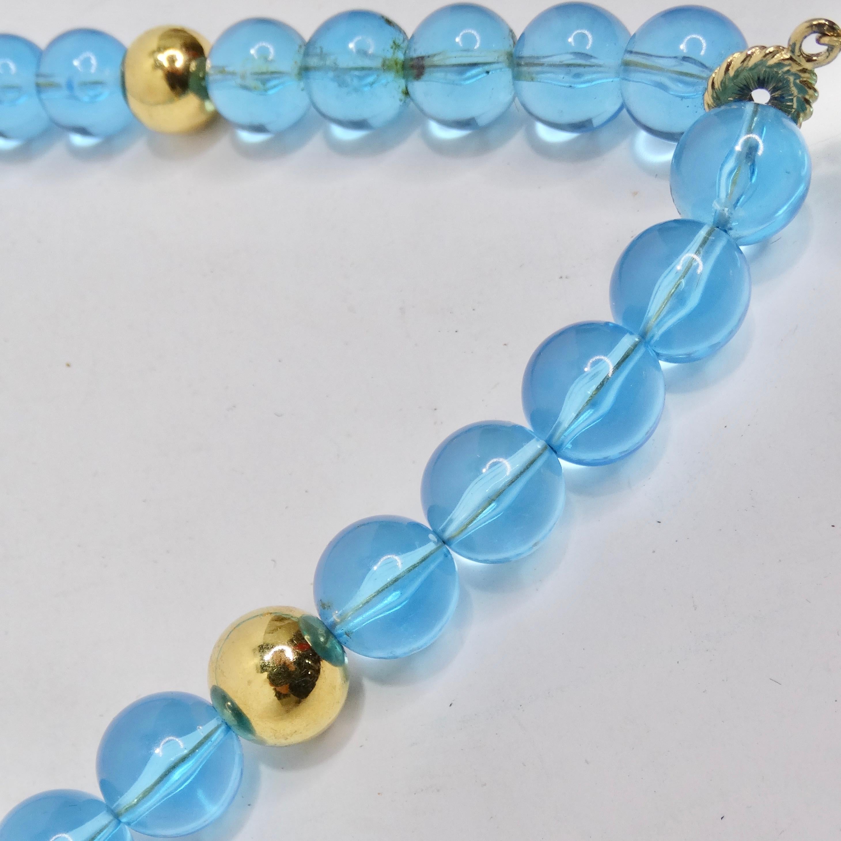 Napier 18 Karat vergoldete griechische Herzblaue Perlen-Halskette mit Anhänger im Angebot 1