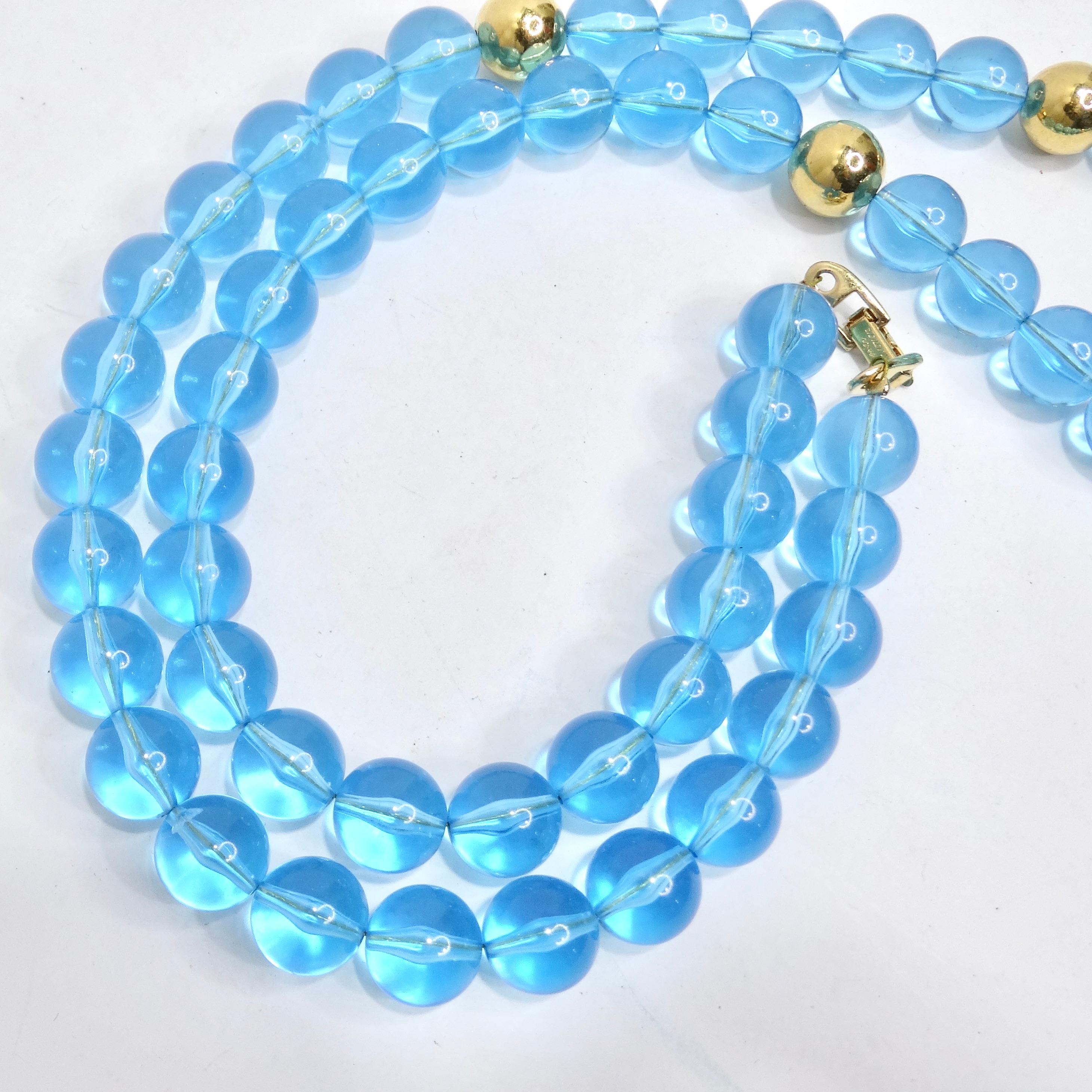 Napier 18 Karat vergoldete griechische Herzblaue Perlen-Halskette mit Anhänger im Angebot 2