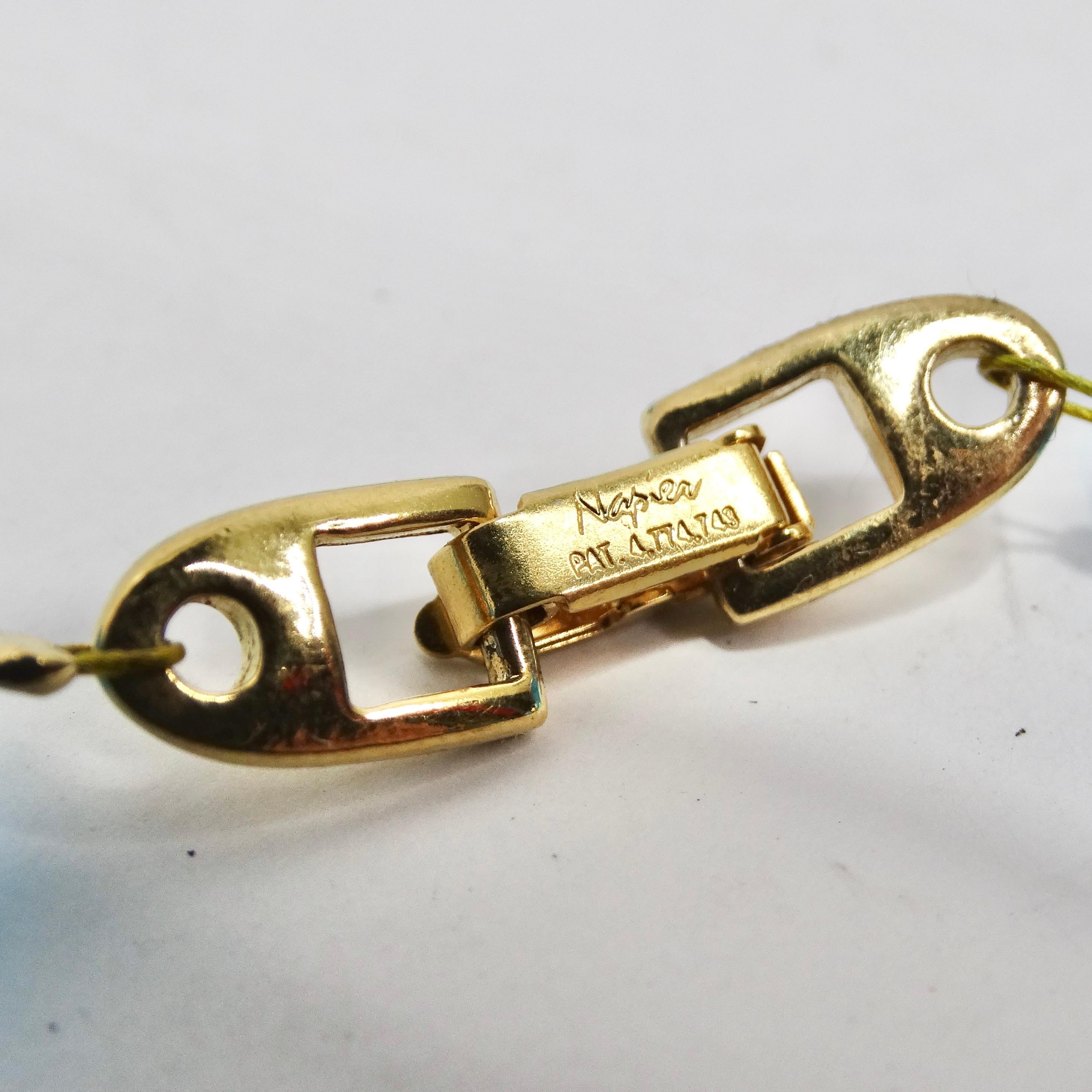 Napier 18K Gold Plated Greek Heart Blue Bead Pendant Necklace For Sale 2