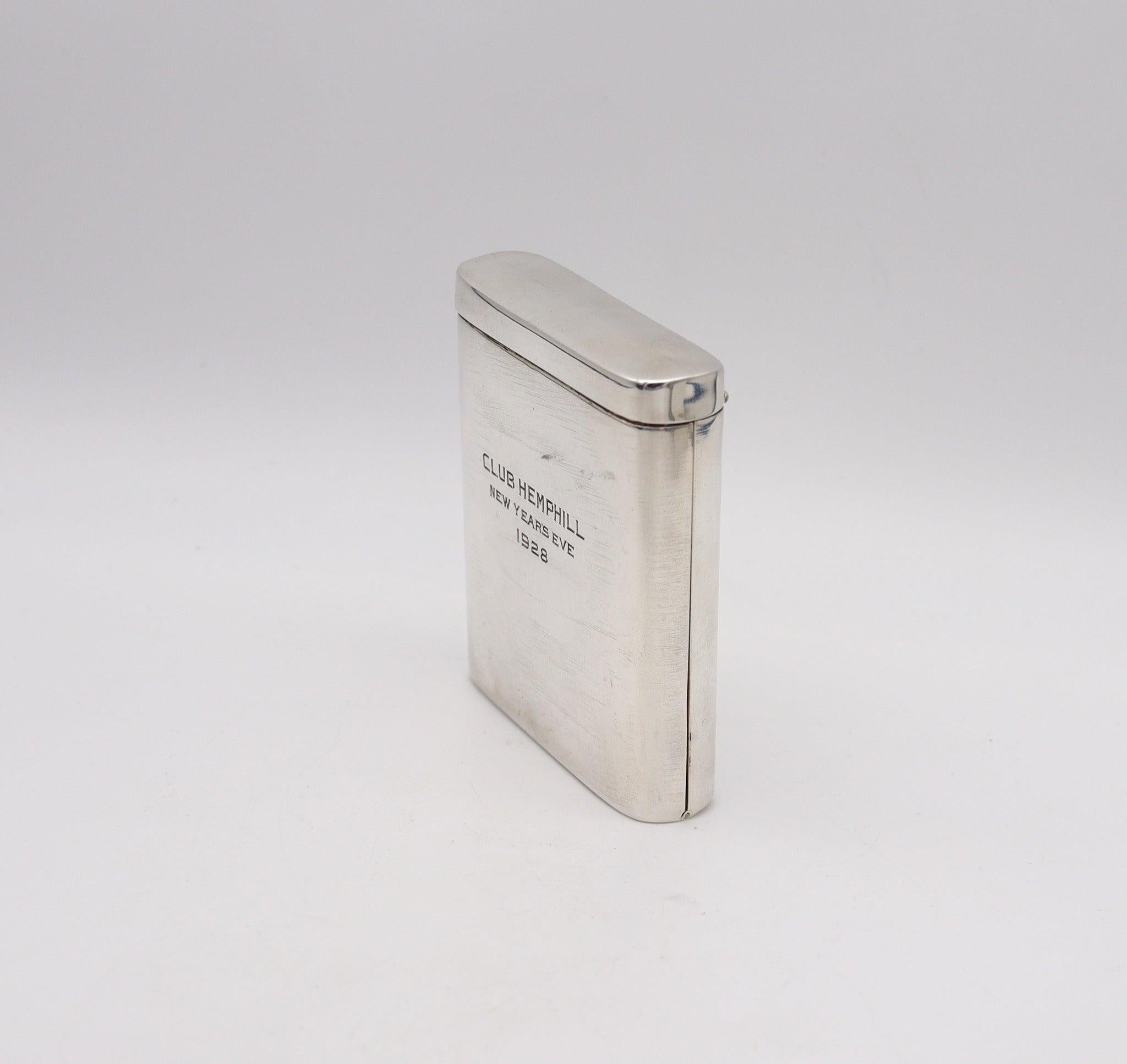 Art Deco NAPIER 1927 Mechanical Foldable Cigarette Case In Solid .925 Sterling Silver