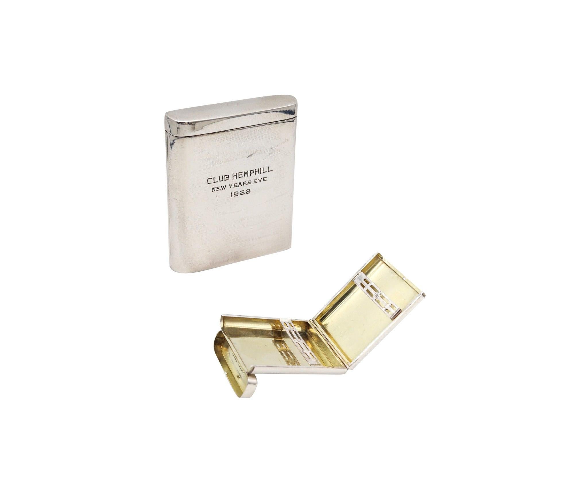 Early 20th Century NAPIER 1927 Mechanical Foldable Cigarette Case In Solid .925 Sterling Silver