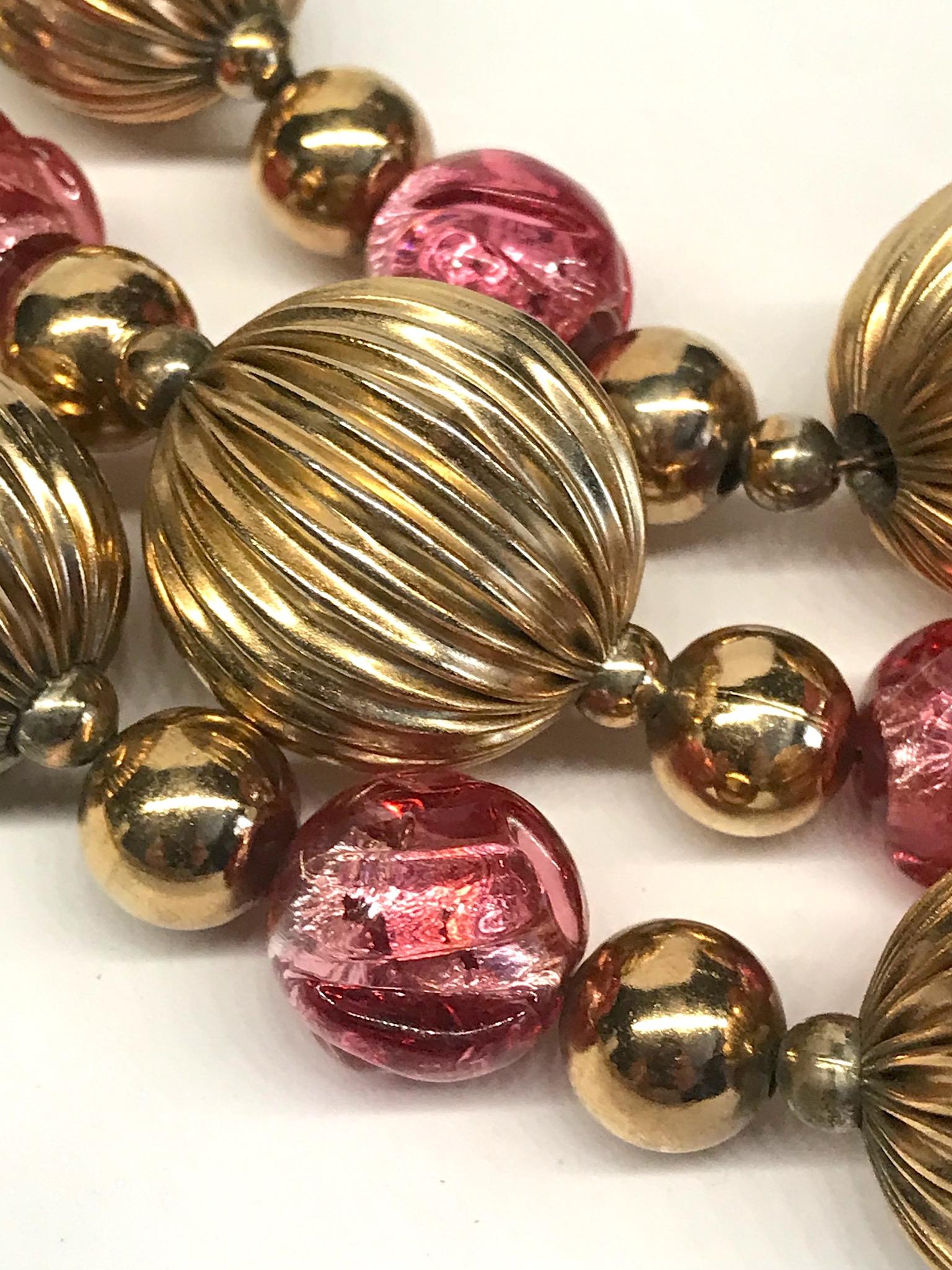 Women's Napier 1950s Murano Glass & Gold Bead Bib Necklace For Sale