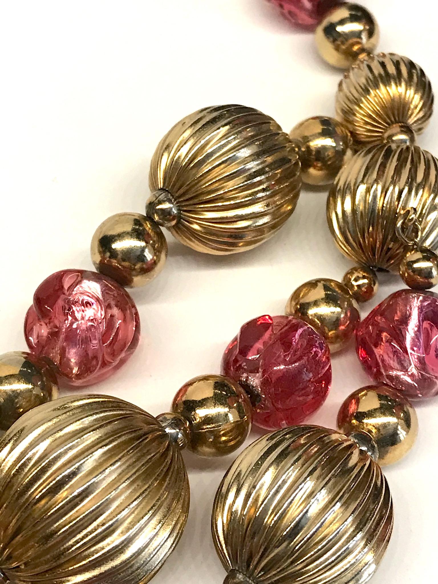 Napier 1950s Murano Glass & Gold Bead Bib Necklace 2