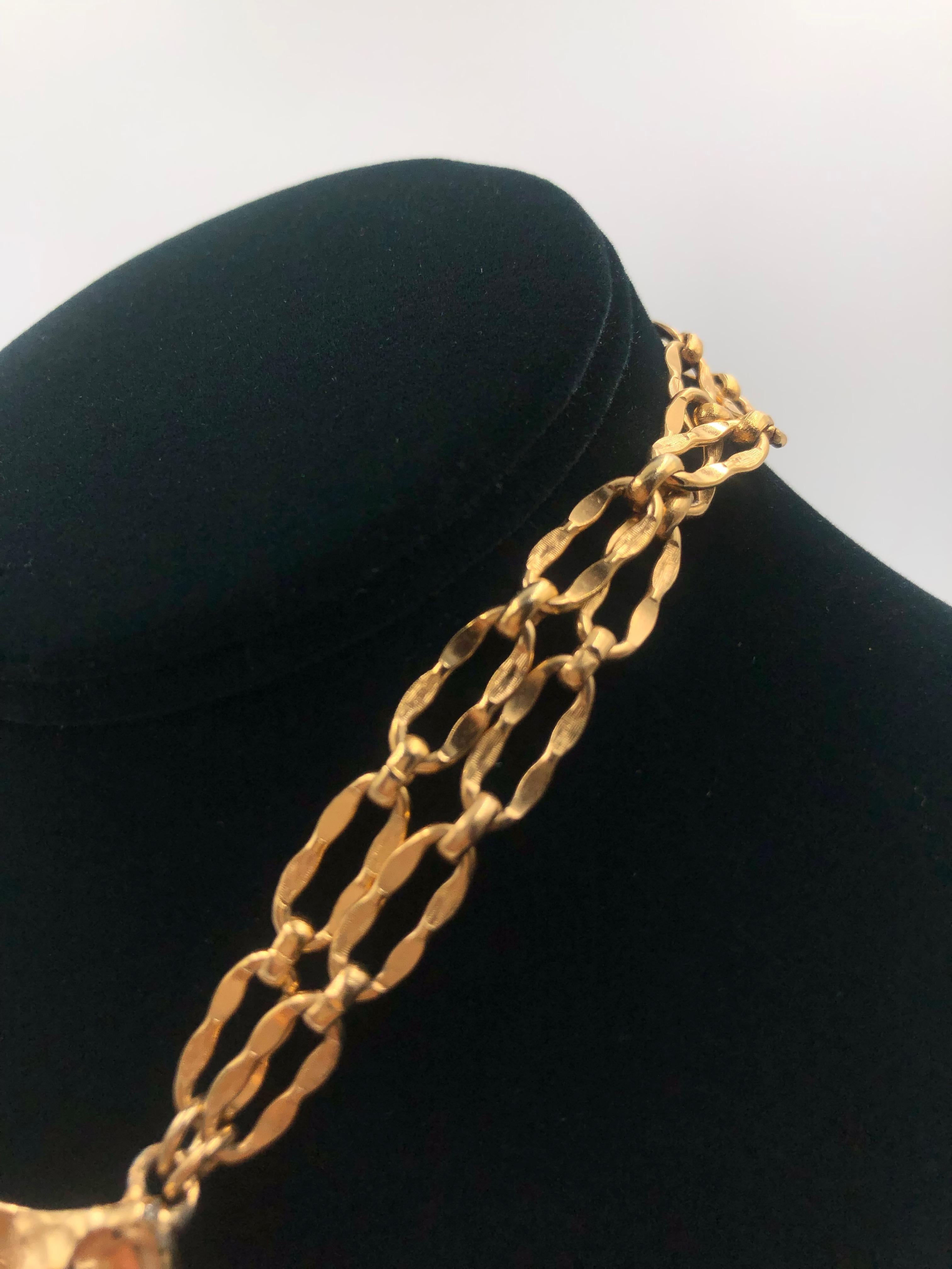 Women's Napier 1970's Gold  Gilded Abstract Studio 54 Style Necklace with Double Chain