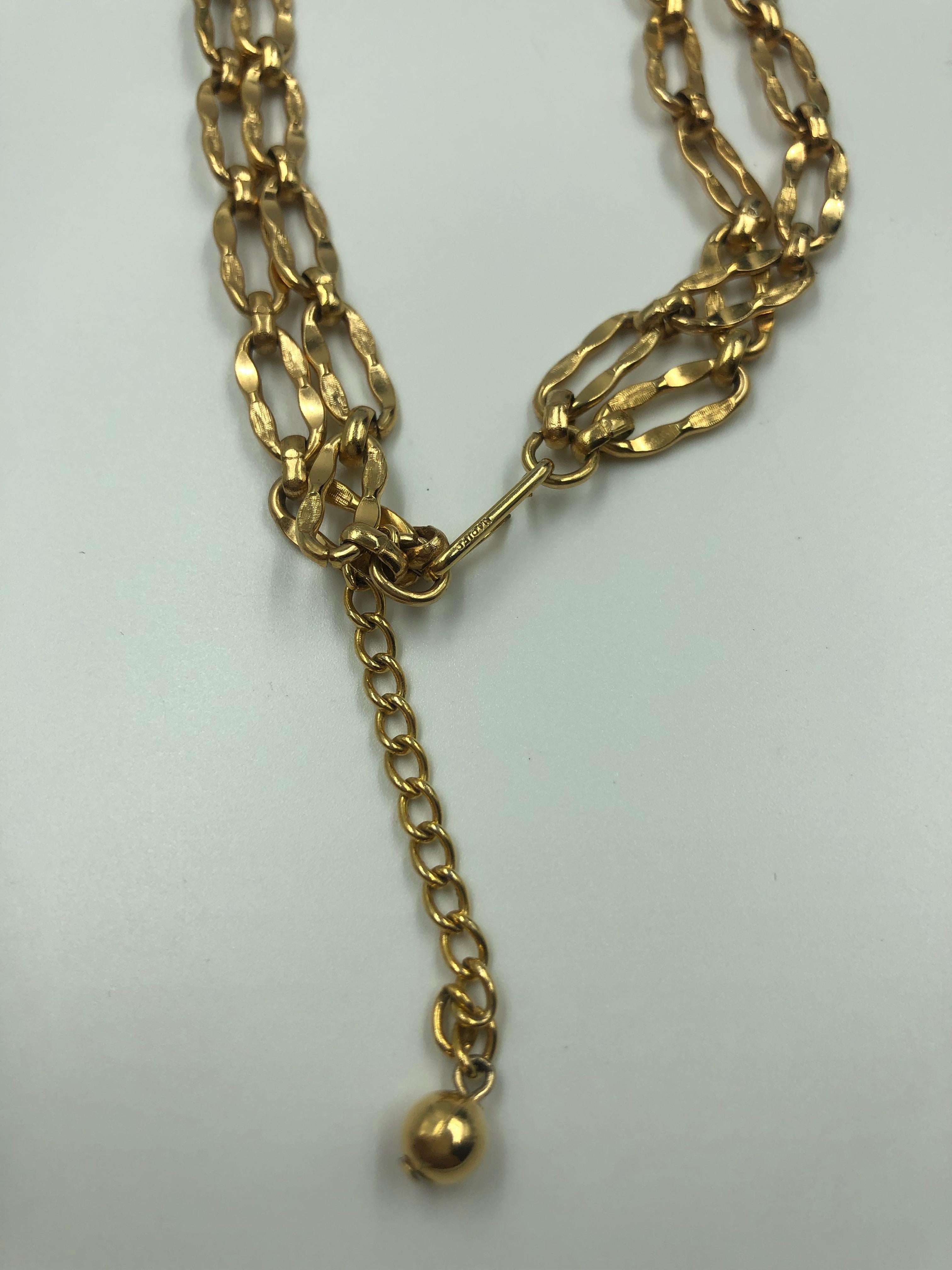 Napier 1970's Gold  Gilded Abstract Studio 54 Style Necklace with Double Chain 1