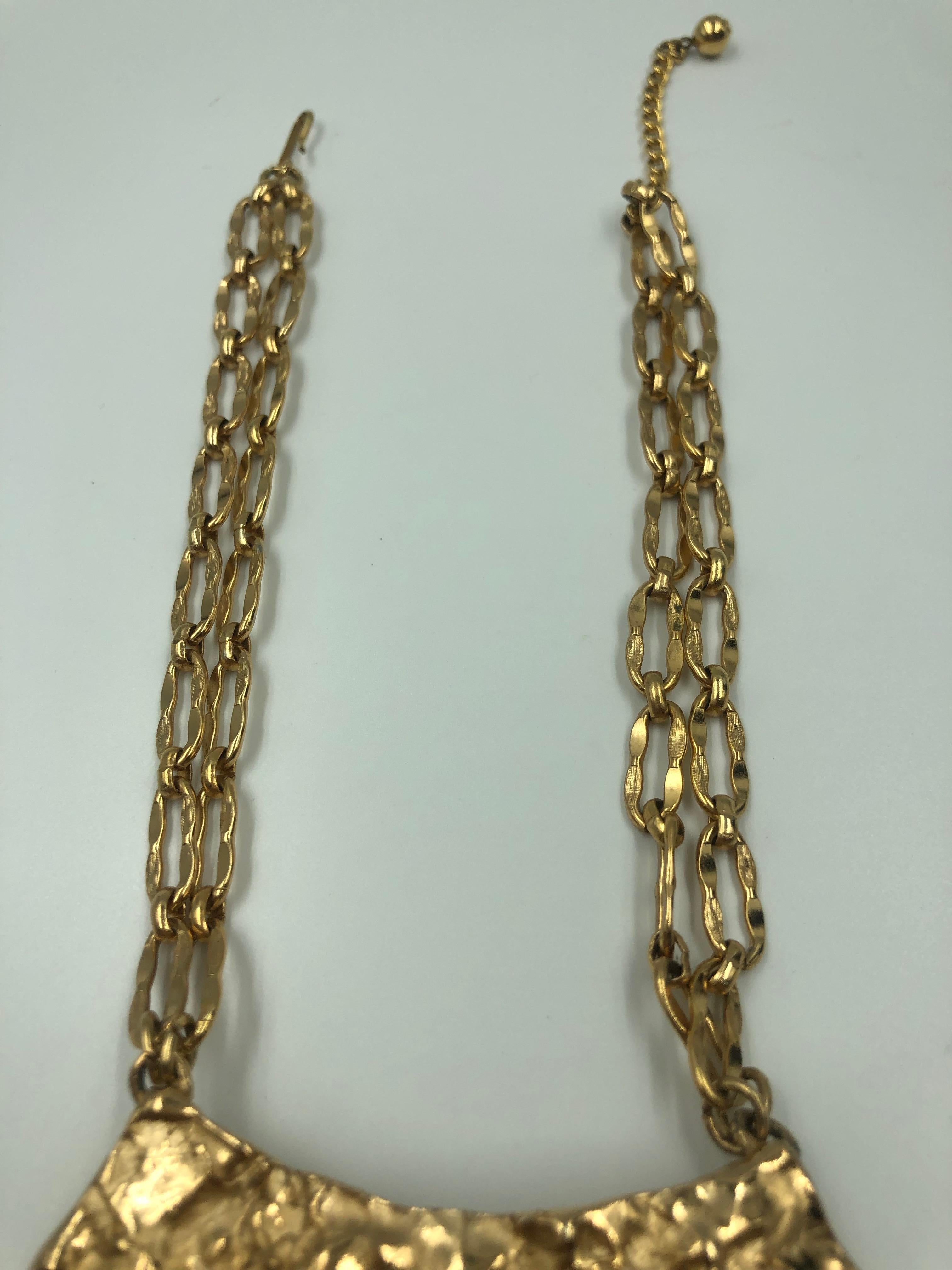 Napier 1970's Gold  Gilded Abstract Studio 54 Style Necklace with Double Chain 2