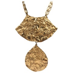 Napier oro anni '70  Collana dorata astratta in stile Studio 54 con doppia catena