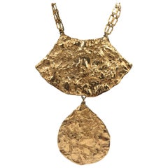 Napier 1970's Gold  Gilded Abstract Studio 54 Style Necklace with Double Chain