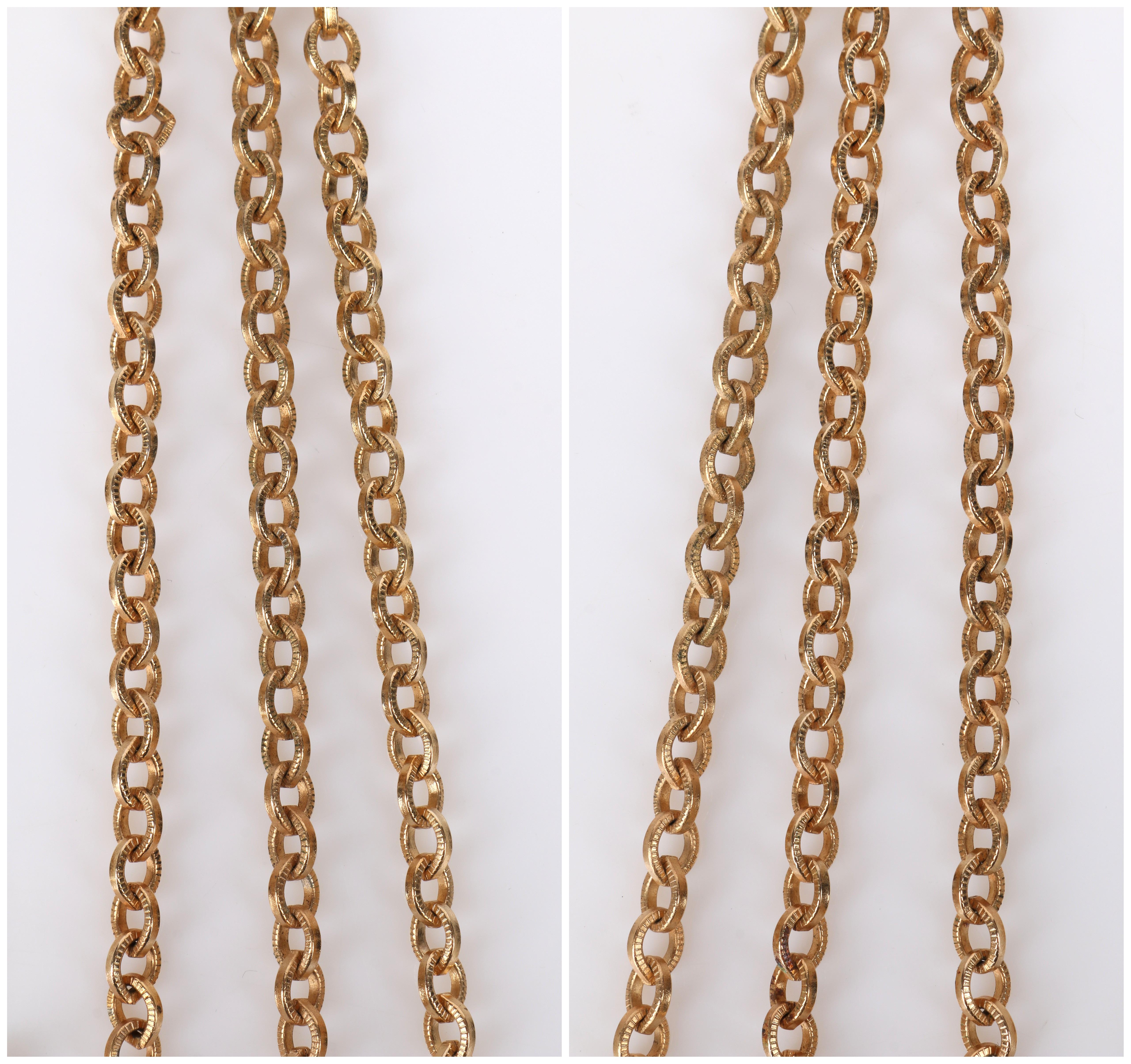 NAPIER 1970s Gold Fleur de Lis Baroque Medallion Pendant Chain Tassel Necklace 2