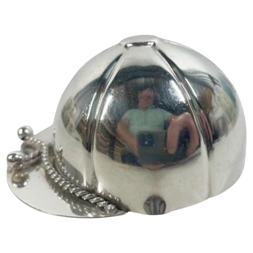 Napier 3oz Silver Plate Spirit Measure of Jockey Cap Form w/Twisted Cord on Brim
