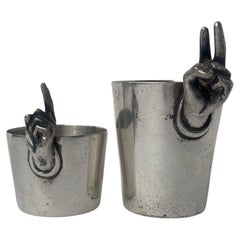 Antique Napier, Art Deco Set, One and Two Shots/Jigger, Cup Measures, Silver Plate