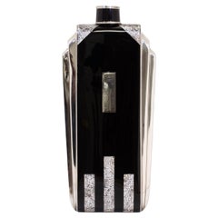 Antique Napier Art Deco Sterling Silver and Enamel Flask