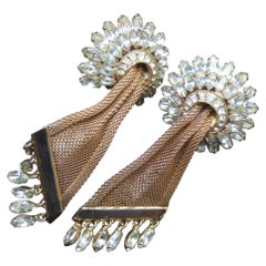 Pendientes de clip NAPIER «Diamante Crystal Gold Mesh», hacia 1960