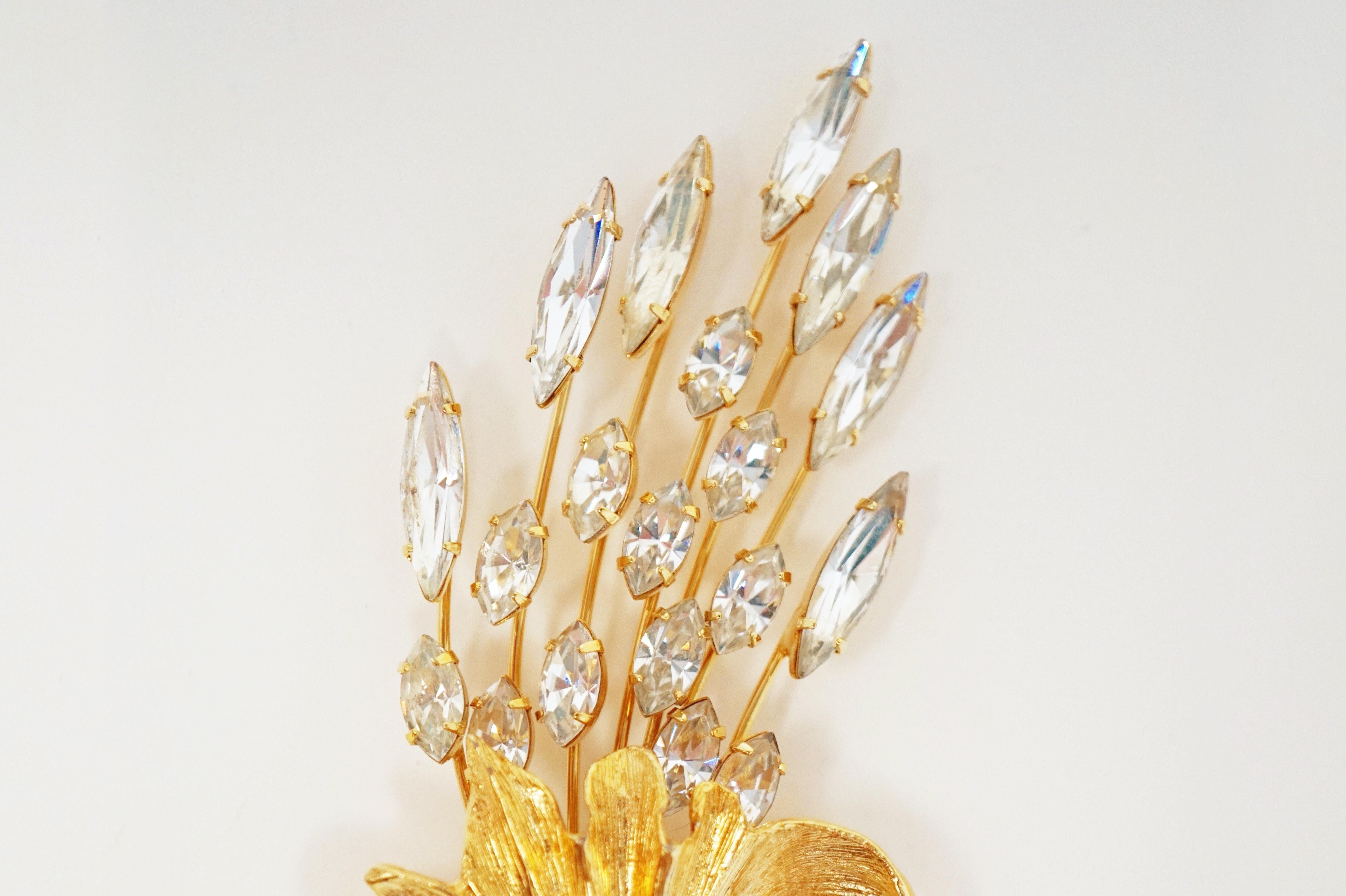 Napier Vergoldeter Kristall-Bouquet-Set Demi-Parure, signiert, um 1980 im Zustand „Gut“ im Angebot in McKinney, TX