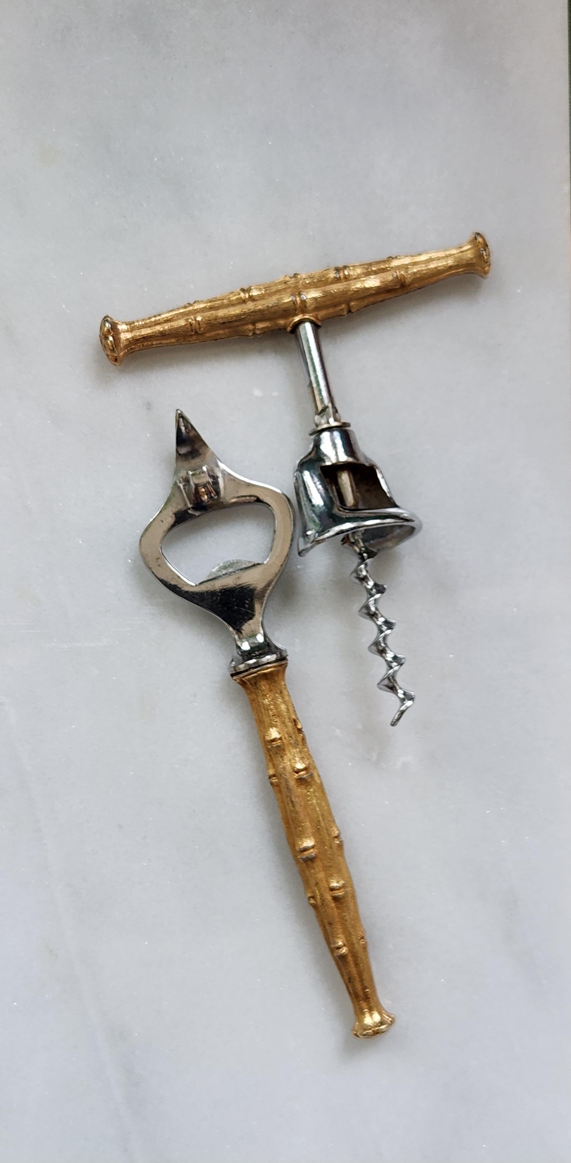 Hollywood Regency Napier Gold Bamboo bar tool set For Sale