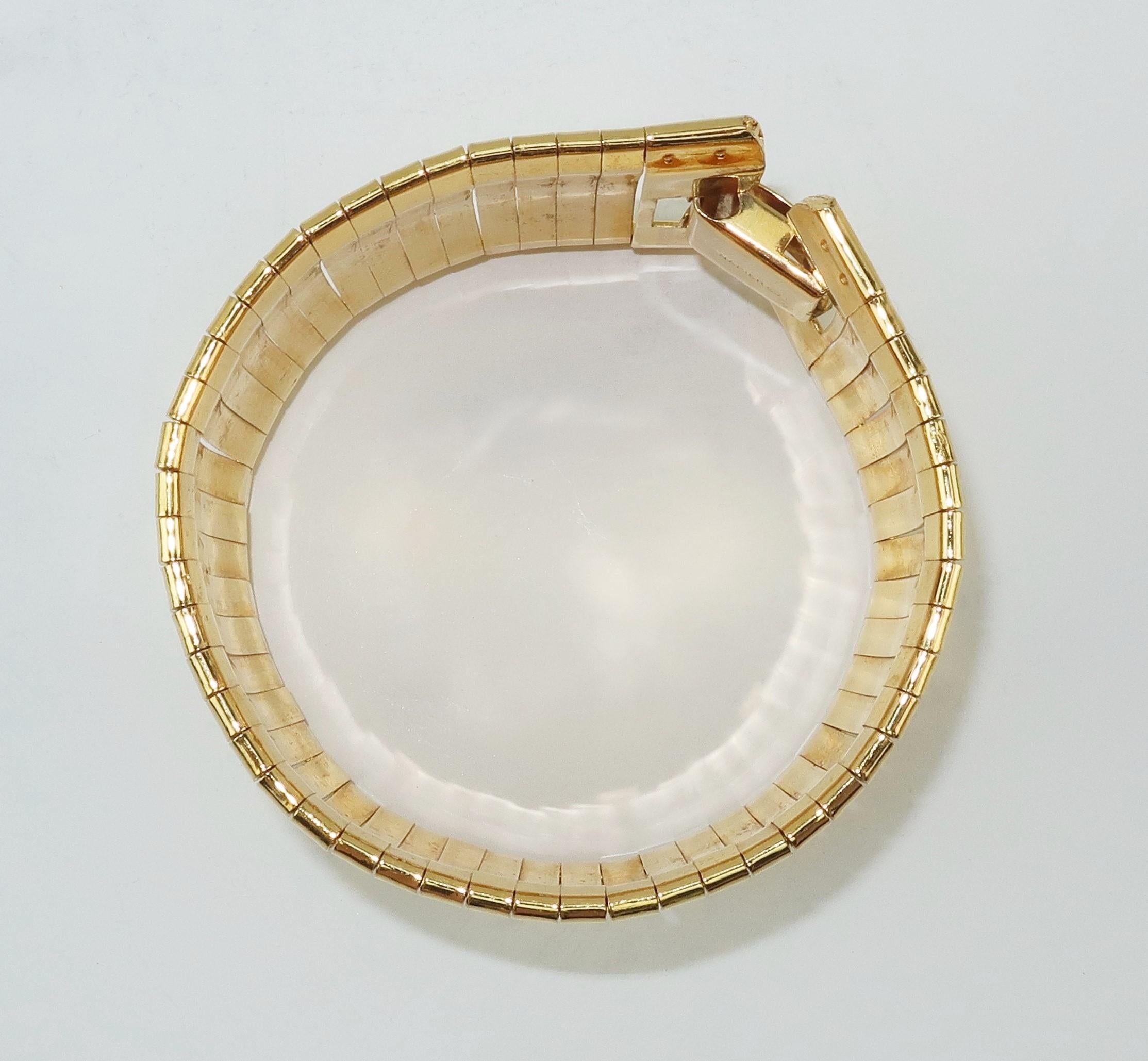 Modernist Napier Gold Band Space Age Bangle Bracelet, 1960's