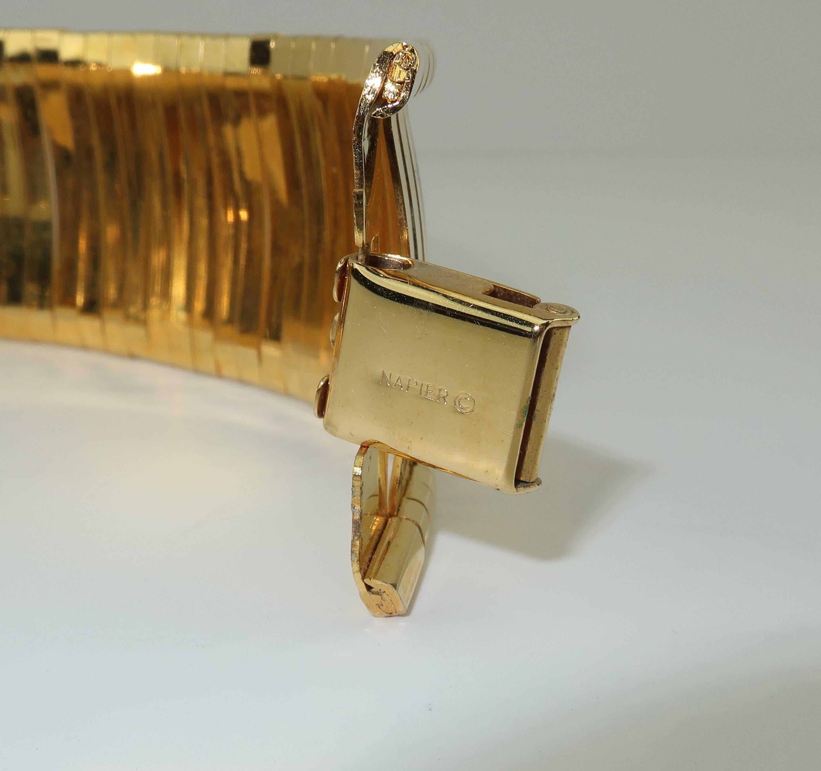Napier Gold Band Space Age Bangle Bracelet, 1960's 1