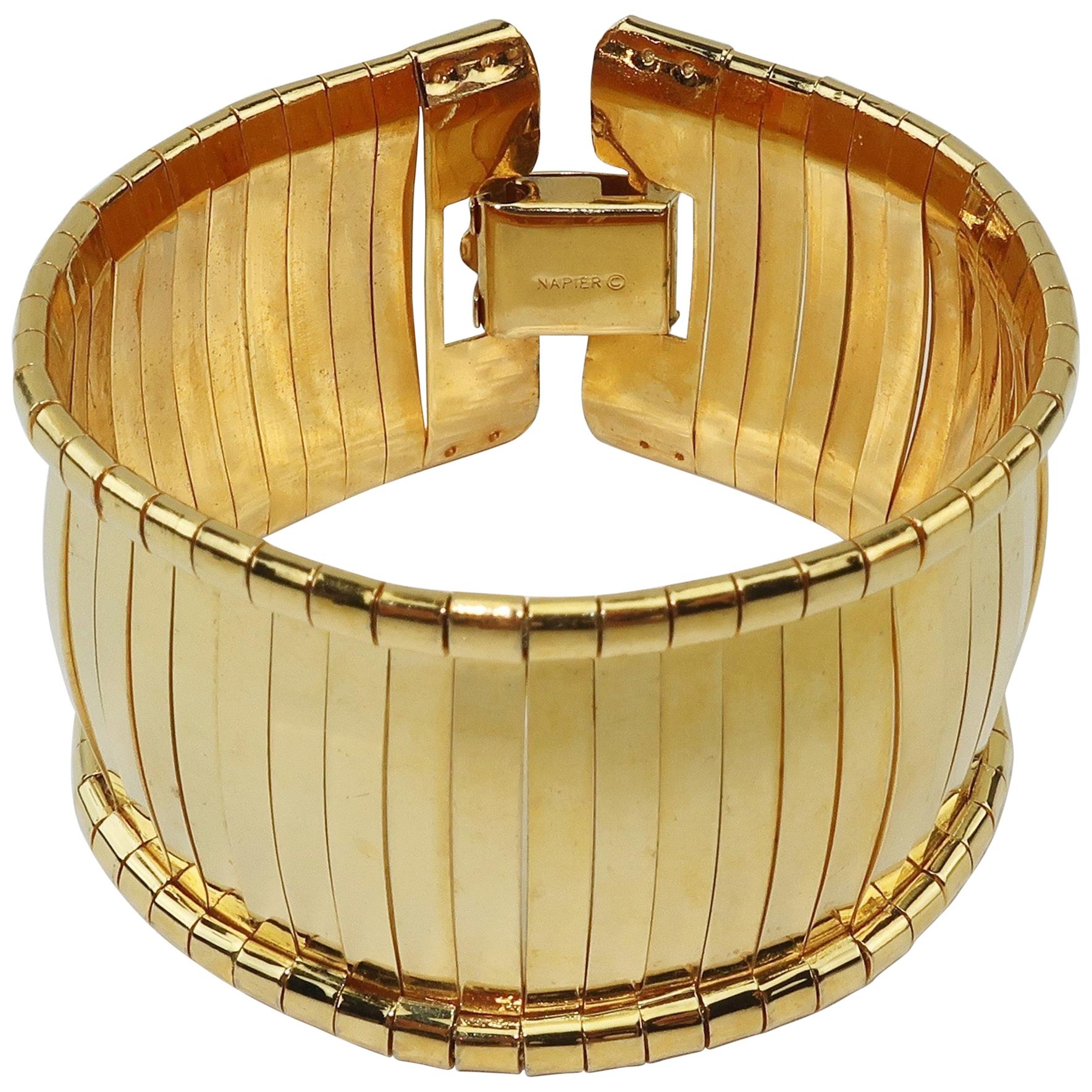 Napier Gold Band Space Age Bangle Bracelet, 1960's