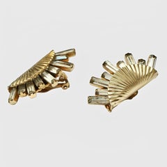 Napier Gold Plated Clip On Earrings with Baguette Rhinestones