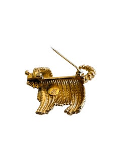 Napier Gold Shaggy Dog Lhasa Apso Figural Brooch Pin - Unique Stamping Error